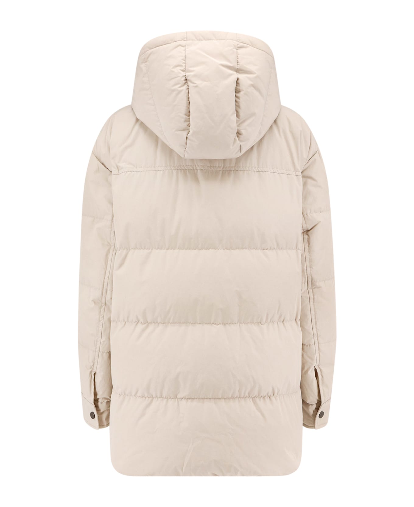 Brunello Cucinelli Nylon And Cotton Hooded Down Jacket - DOVE GREY