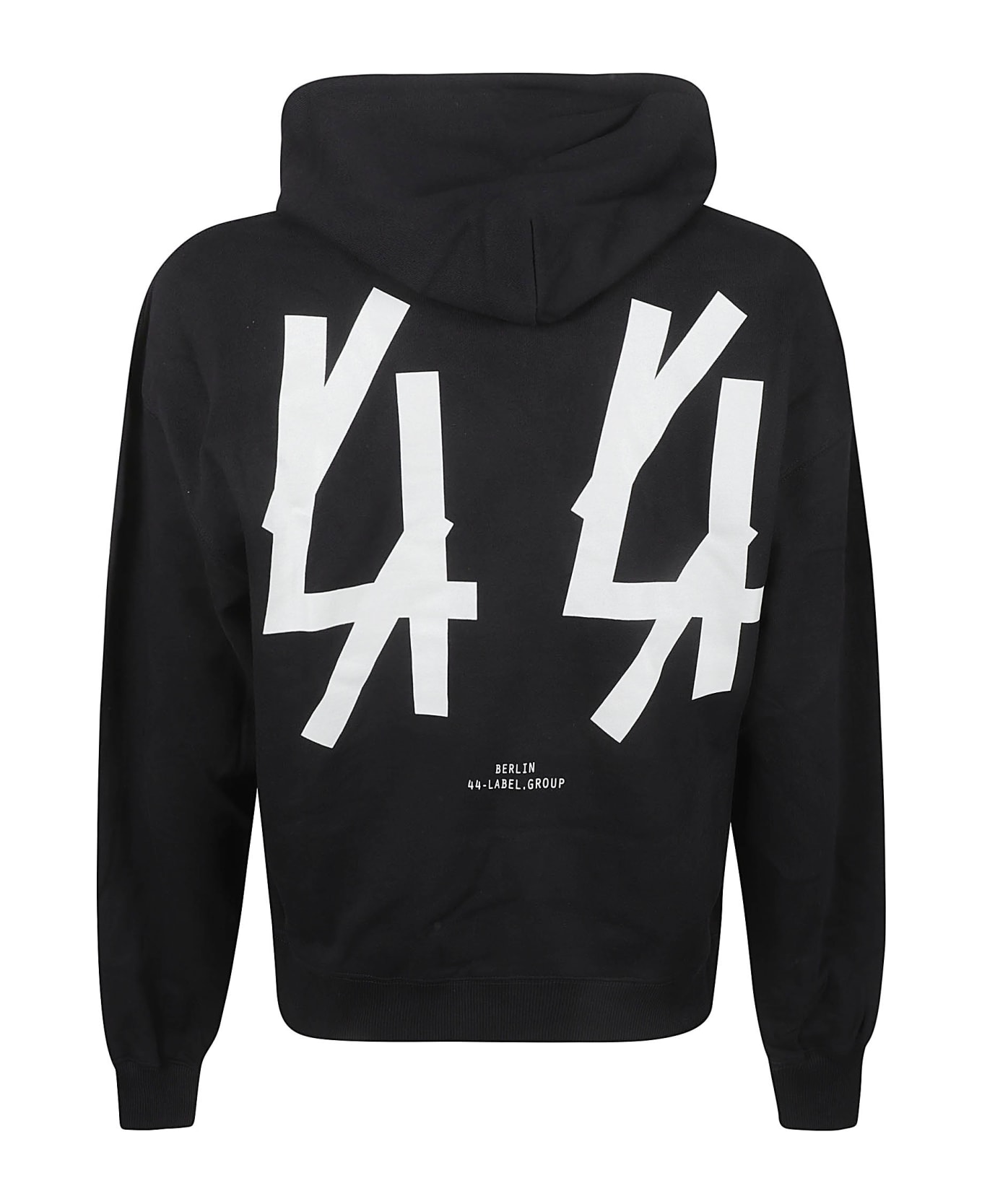 44 Label Group Tonal Logo Hoodie - Black フリース