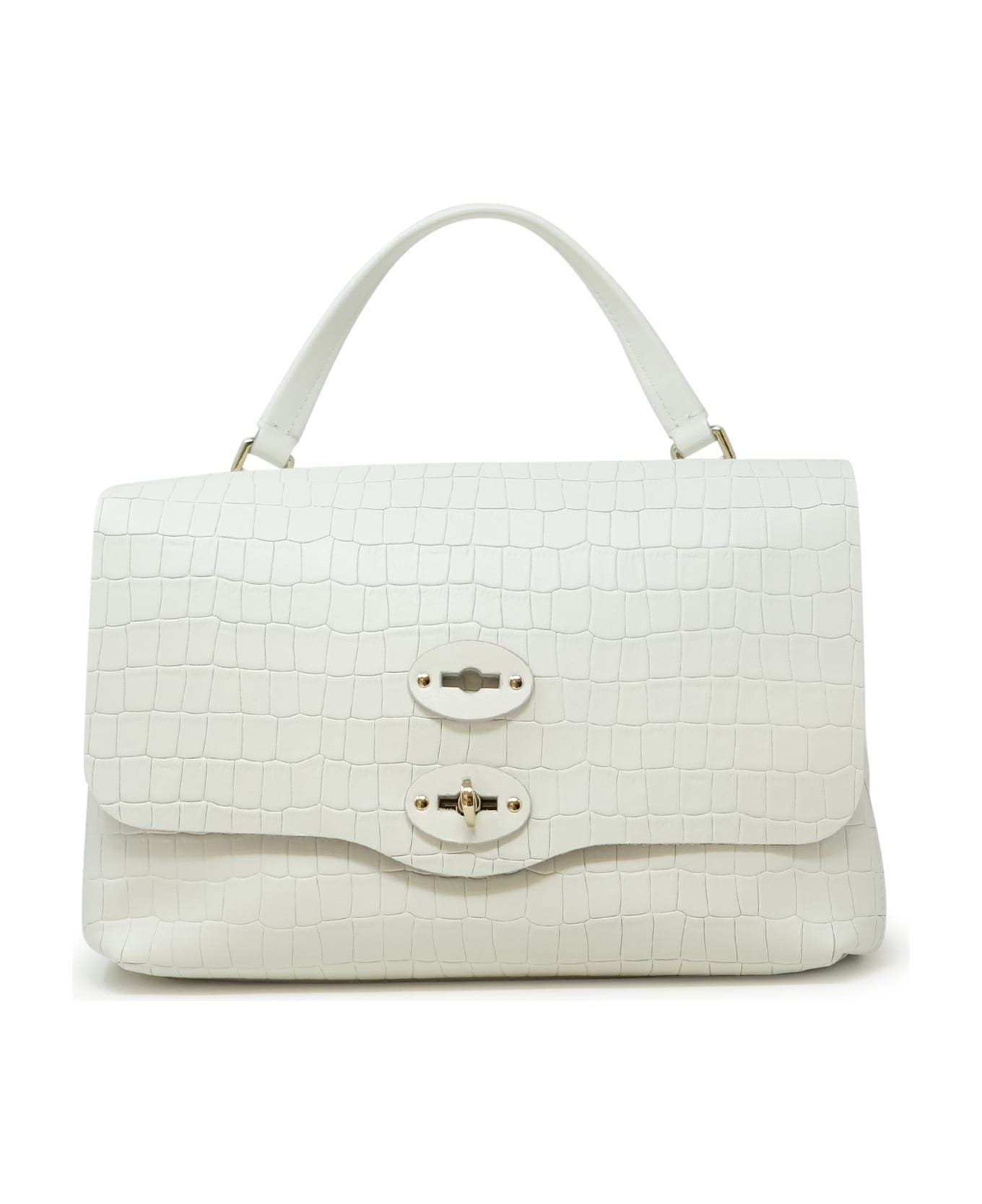 Zanellato 068090-0740000-z1160 White Lino Postina Cayman S Leather Handbag - WHITE