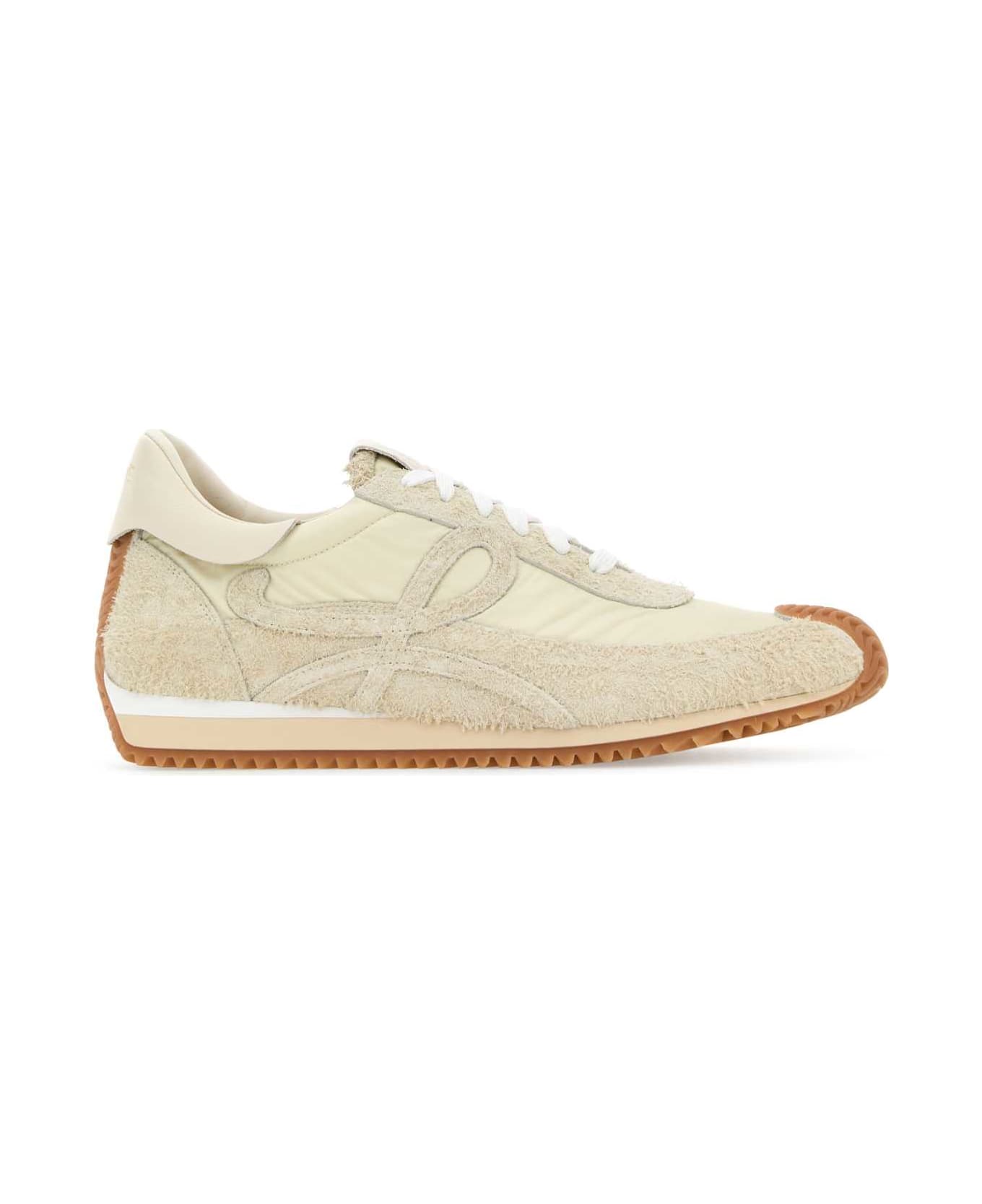 Loewe Ivory Suede And Nylon Flow Runner Sneakers - CANVASSOFTWHITE