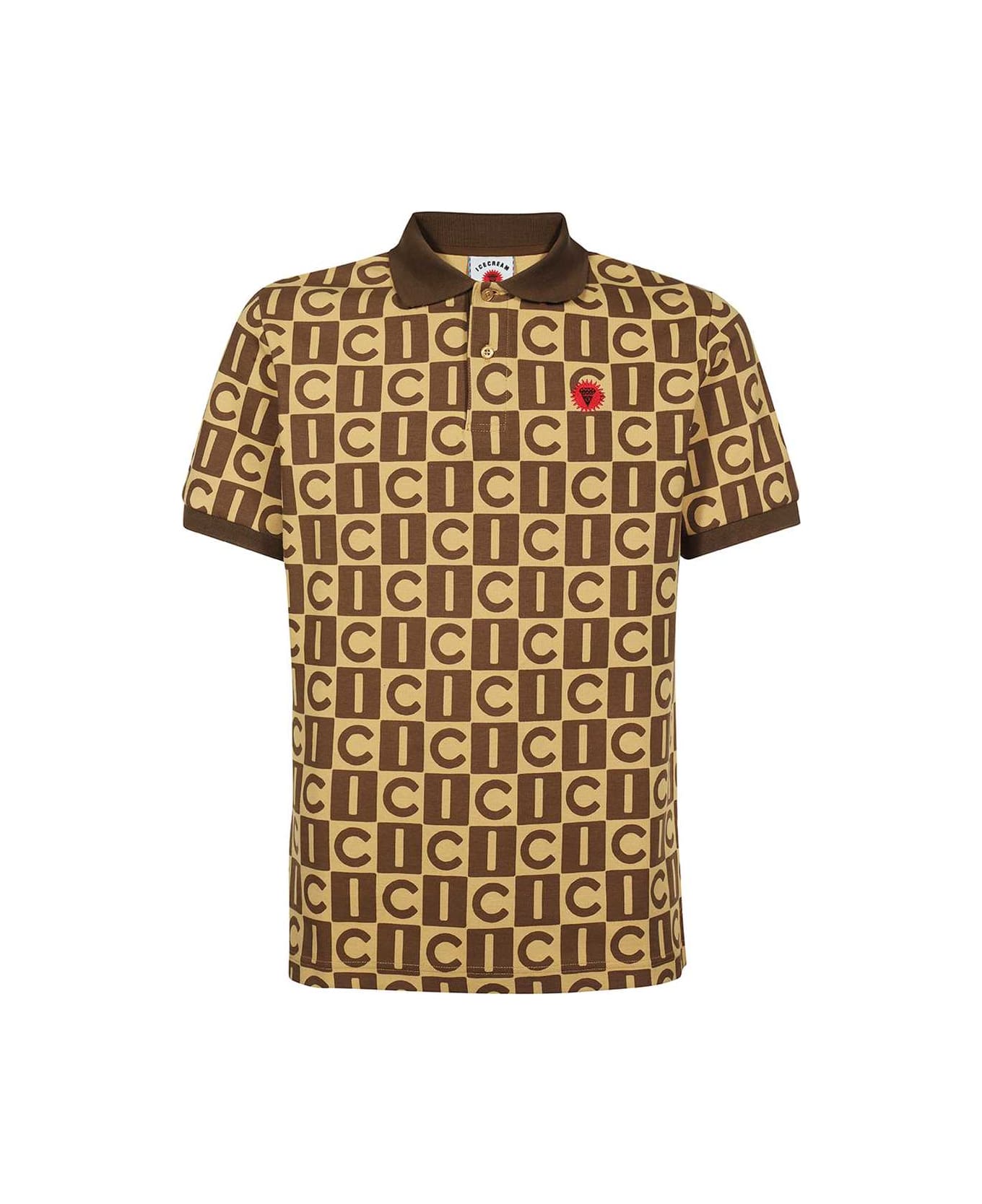 Icecream Short Sleeve Cotton Polo Shirt - brown ポロシャツ