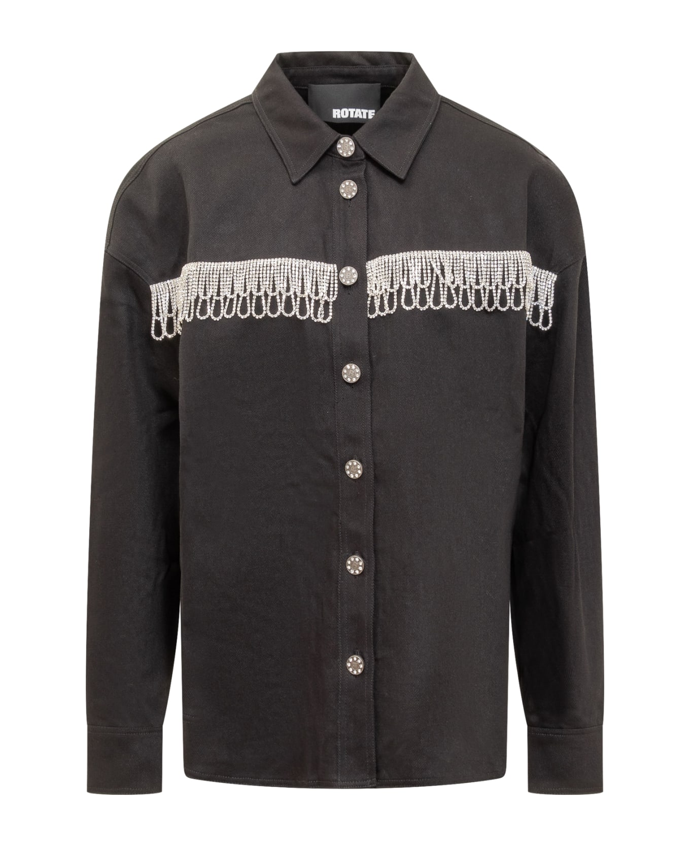 Rotate by Birger Christensen Denim Jacket With Rhinestones - BLACK