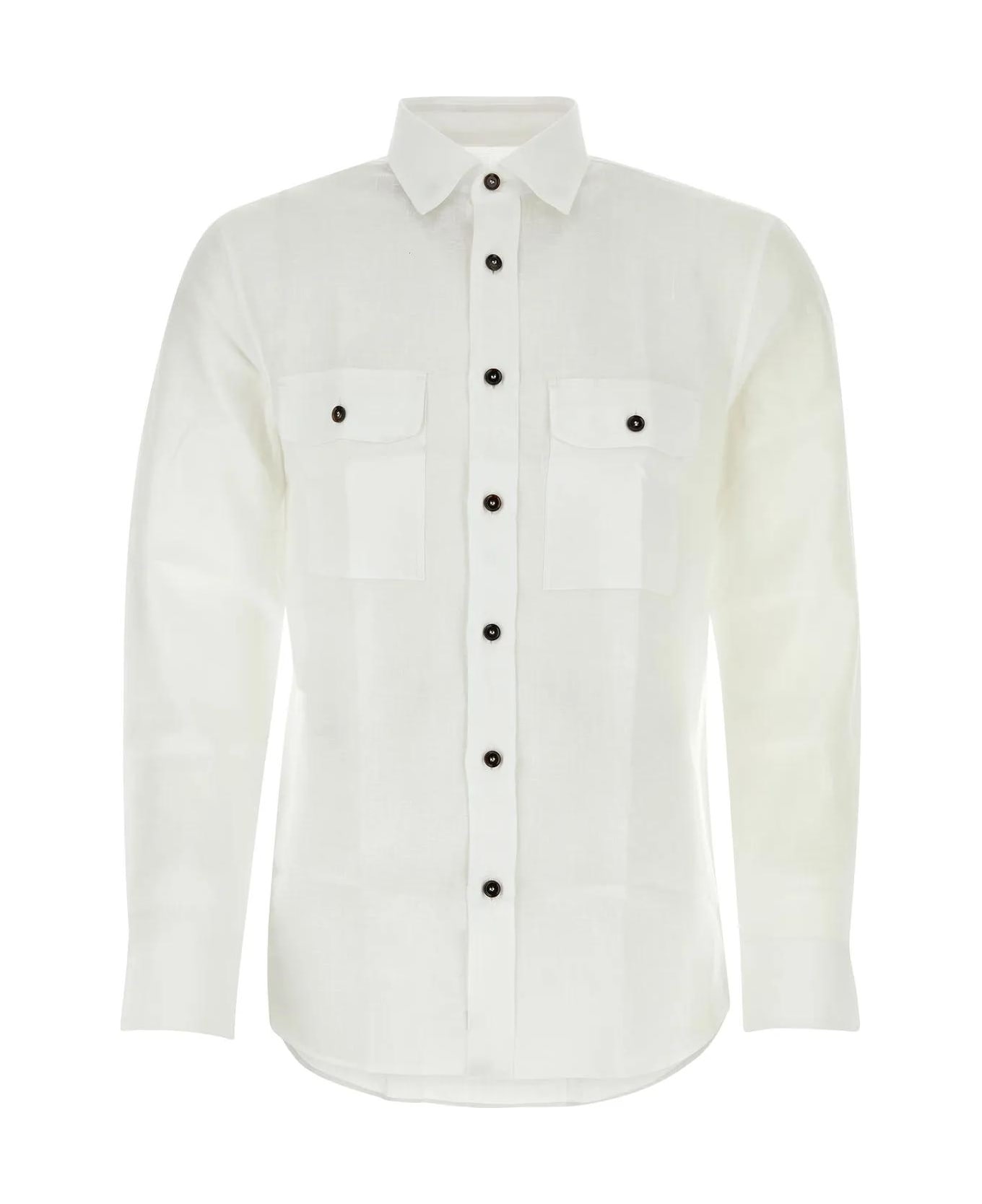 Brioni White Linen Shirt - WHITE シャツ