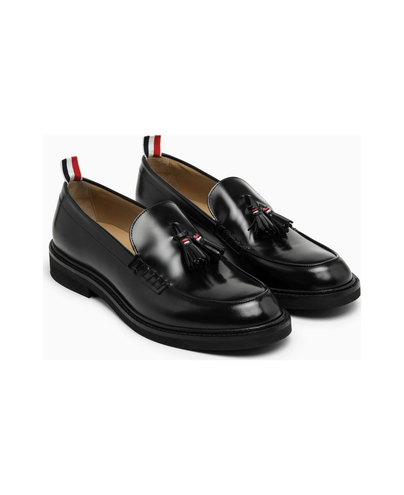 Thom Browne Black Leather Moccasin With Tassels