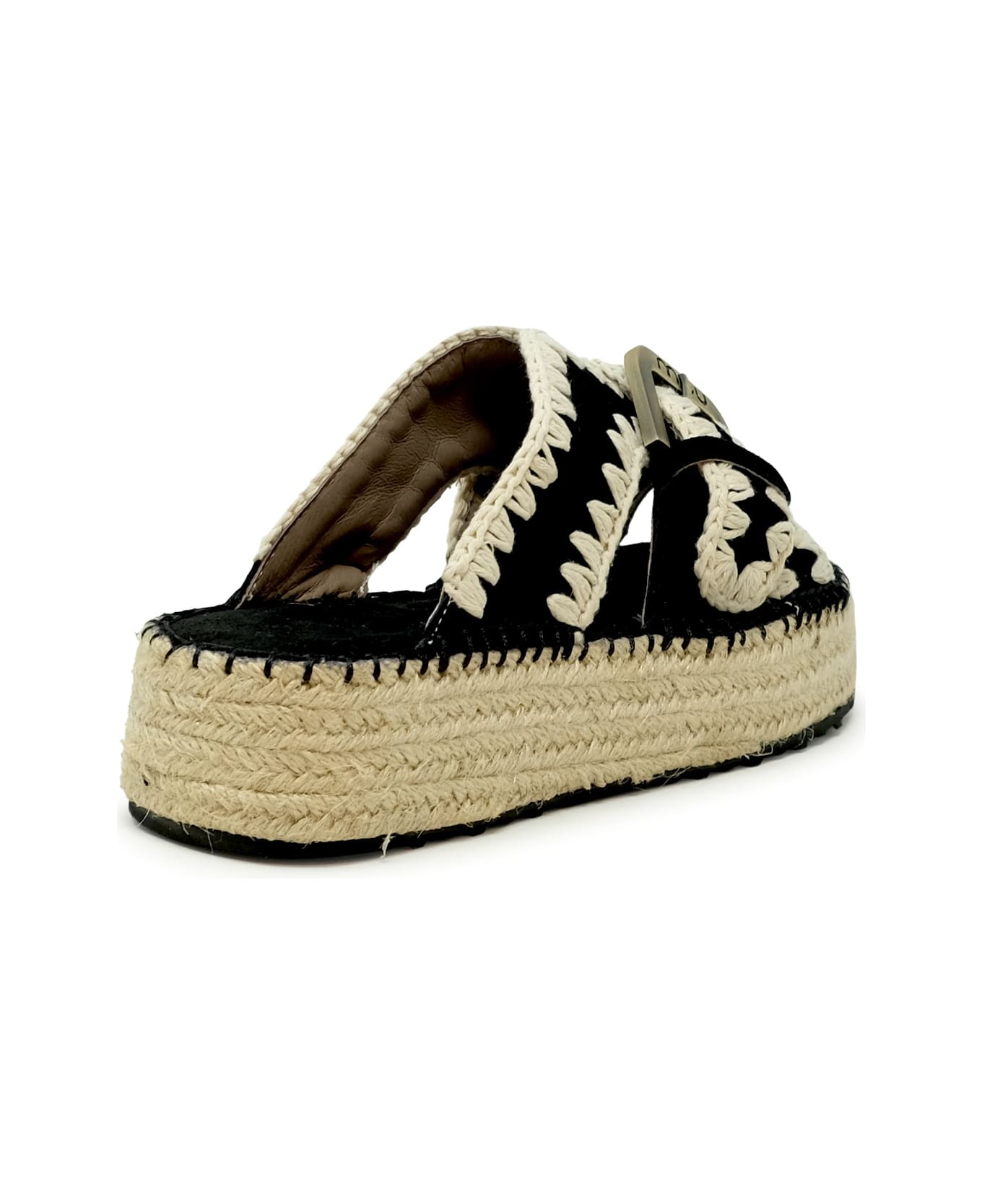 Mou Sw641003a Jute Black Suede Sandals - BLACK