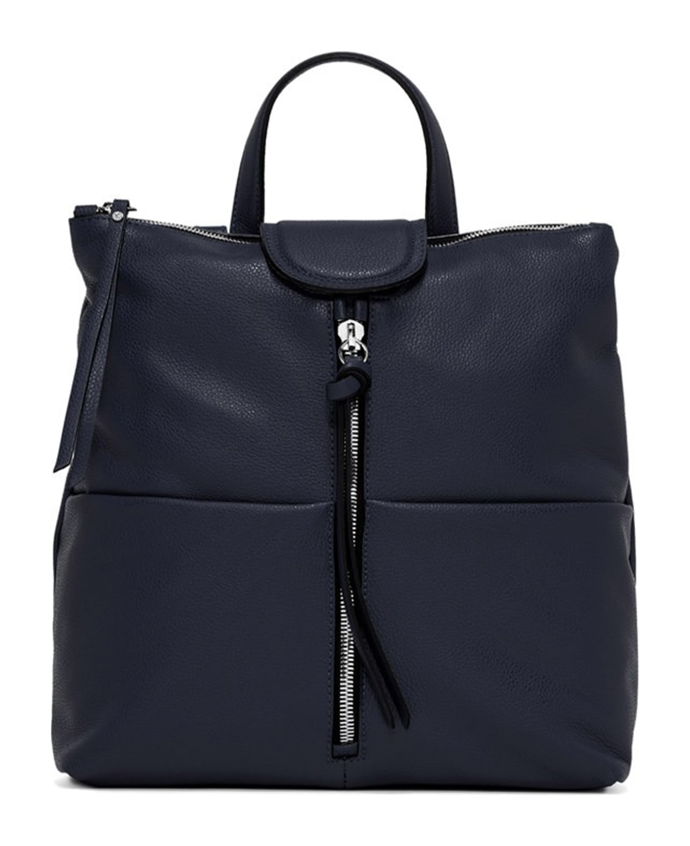 Gianni Chiarini Giada Leather Backpack With Front Zip - NAVY
