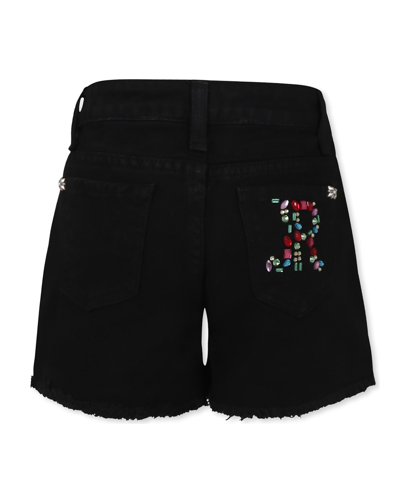 Richmond Black Shorts For Girl With Logo - Black