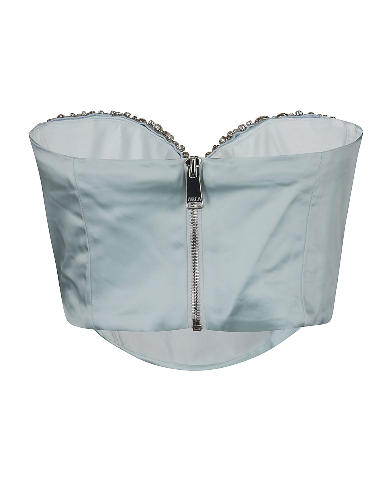 AREA Embroidered Crystal Cup Drapped Bustier - ICEBLUE