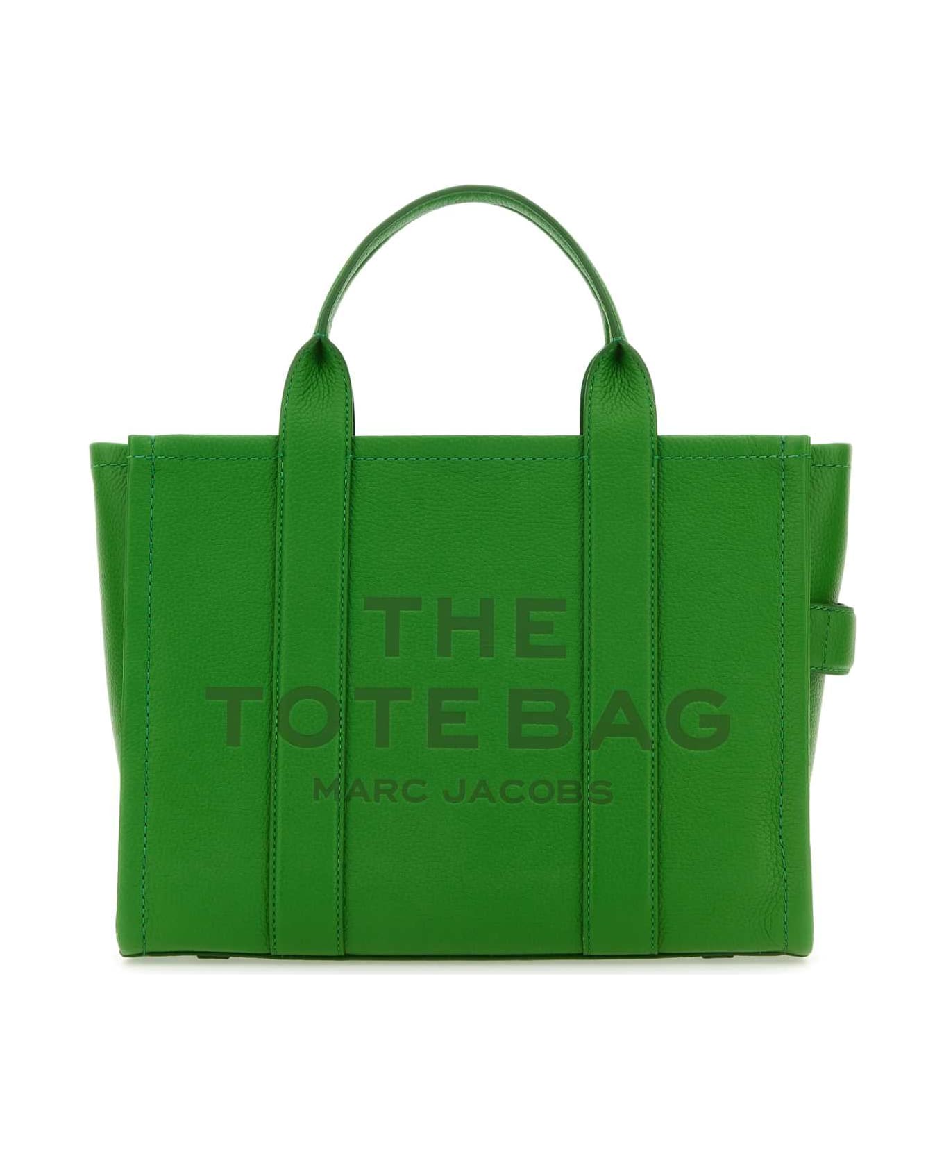 Marc Jacobs Green Leather Medium The Tote Bag Handbag - KIWI
