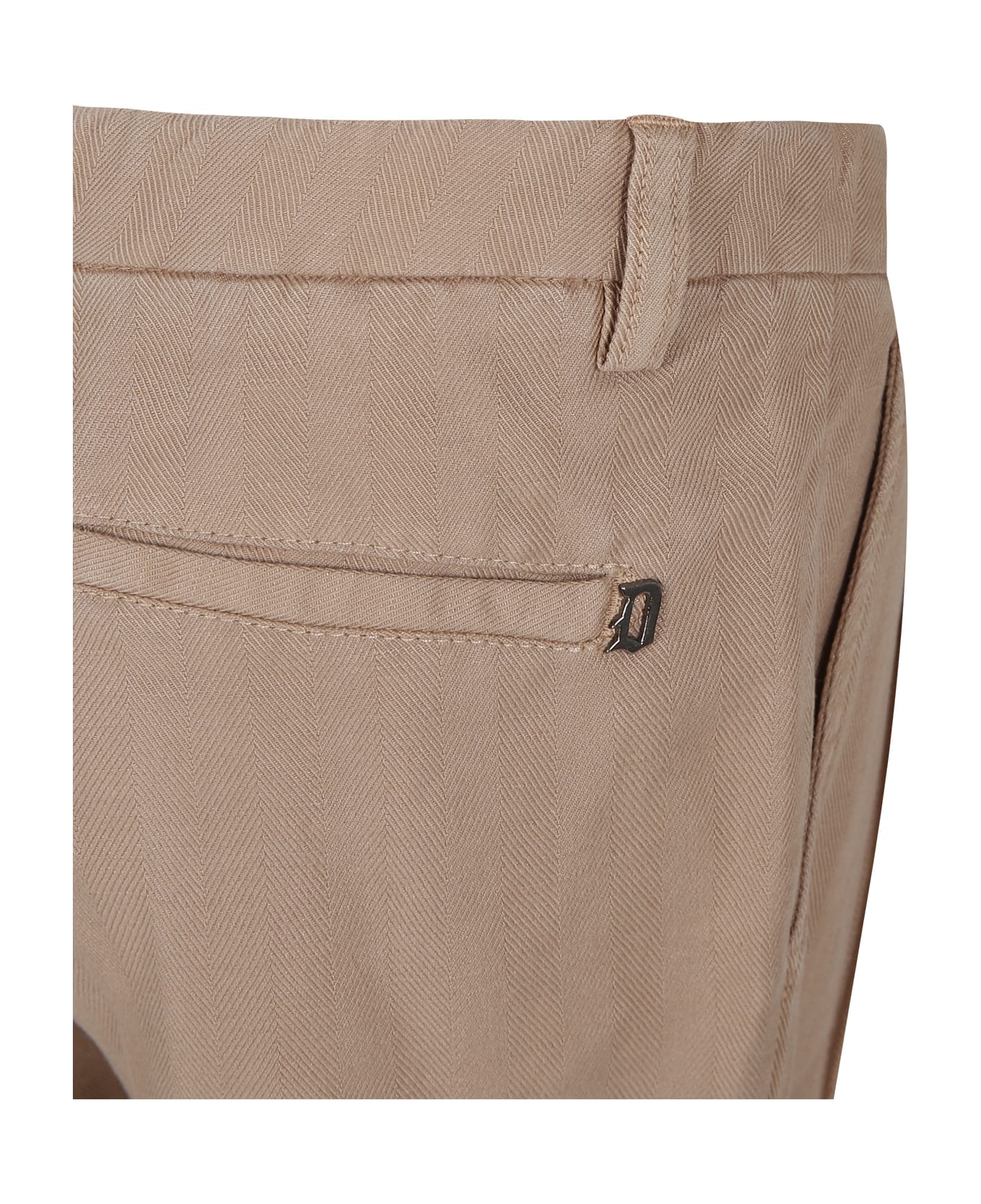 Dondup Beige Trousers For Boy With Logo - Brown ボトムス