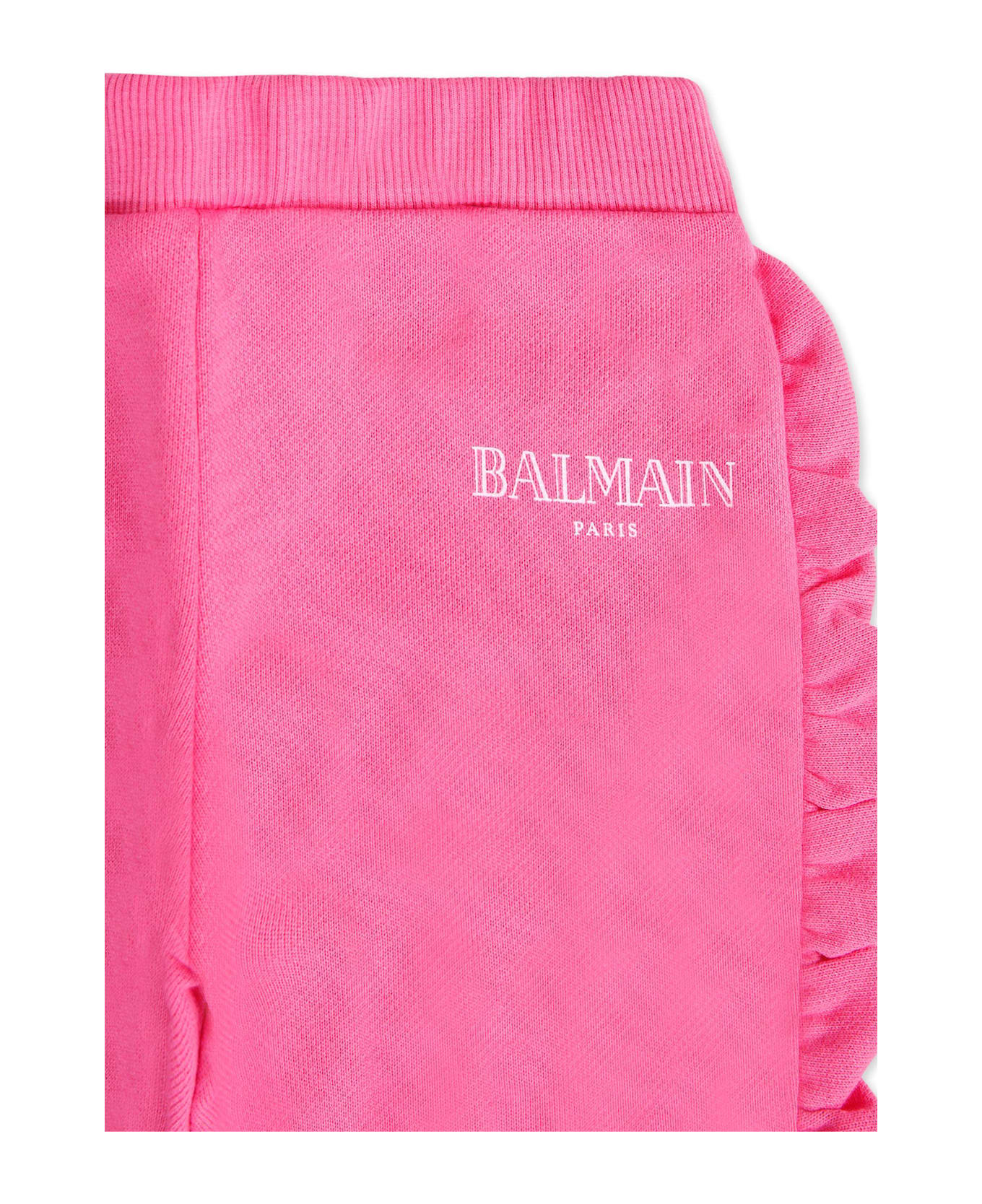 Balmain Pink Trousers For Baby Girl With Logo - Pink