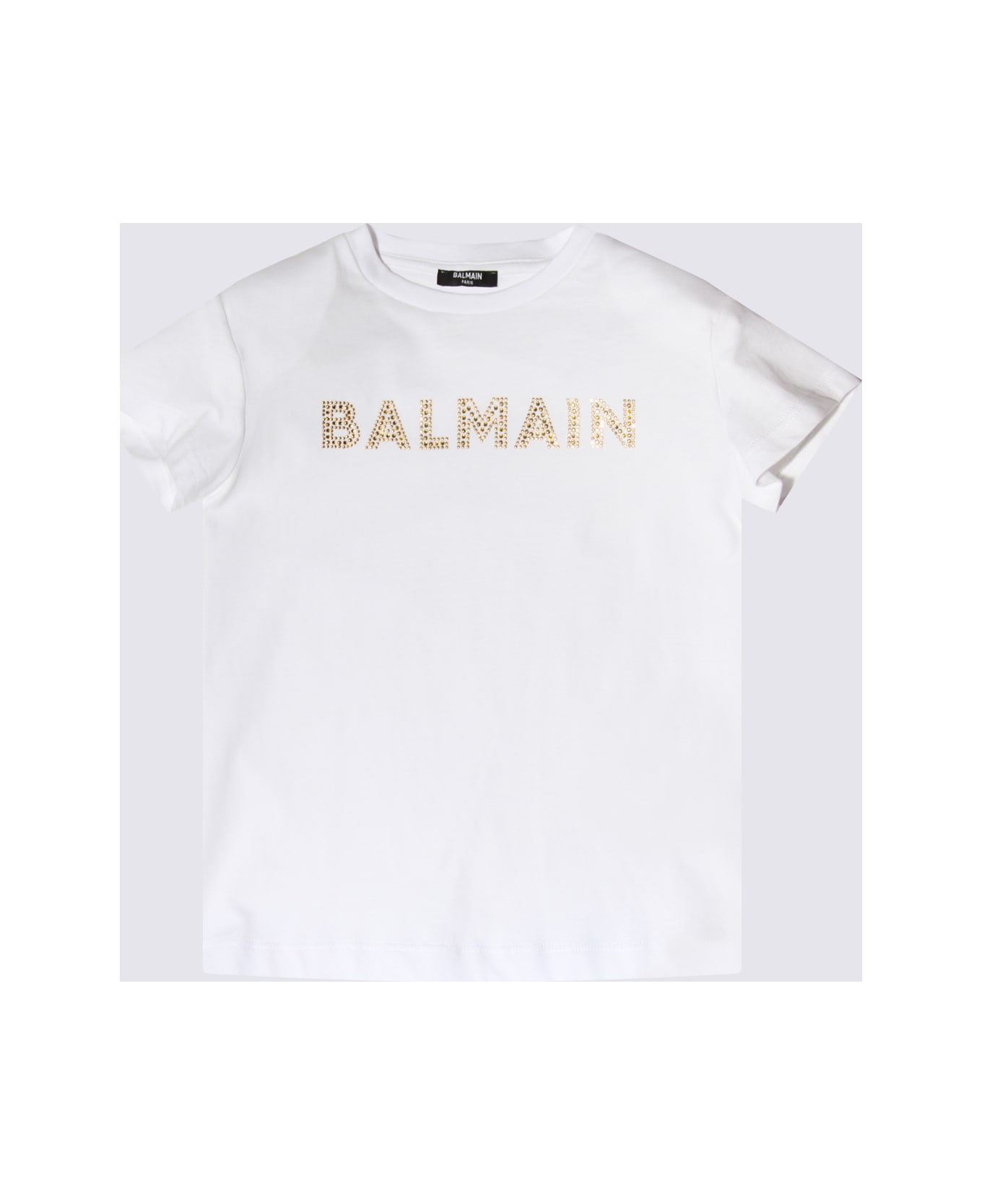 Balmain White And Gold Cotton T-shirt - White