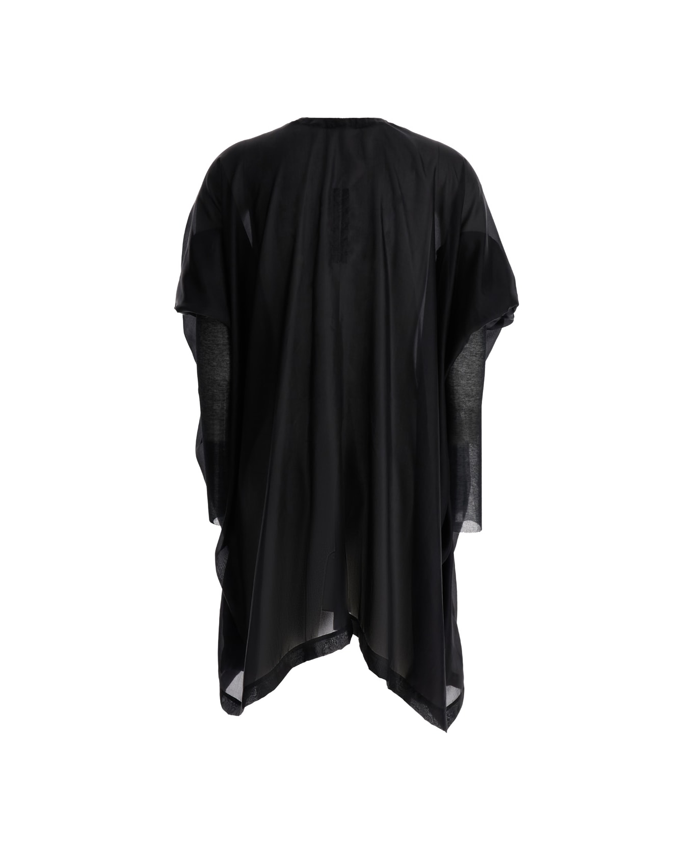 Rick Owens Black Oversize Semi-sheer Shirt In Silk Woman - Black