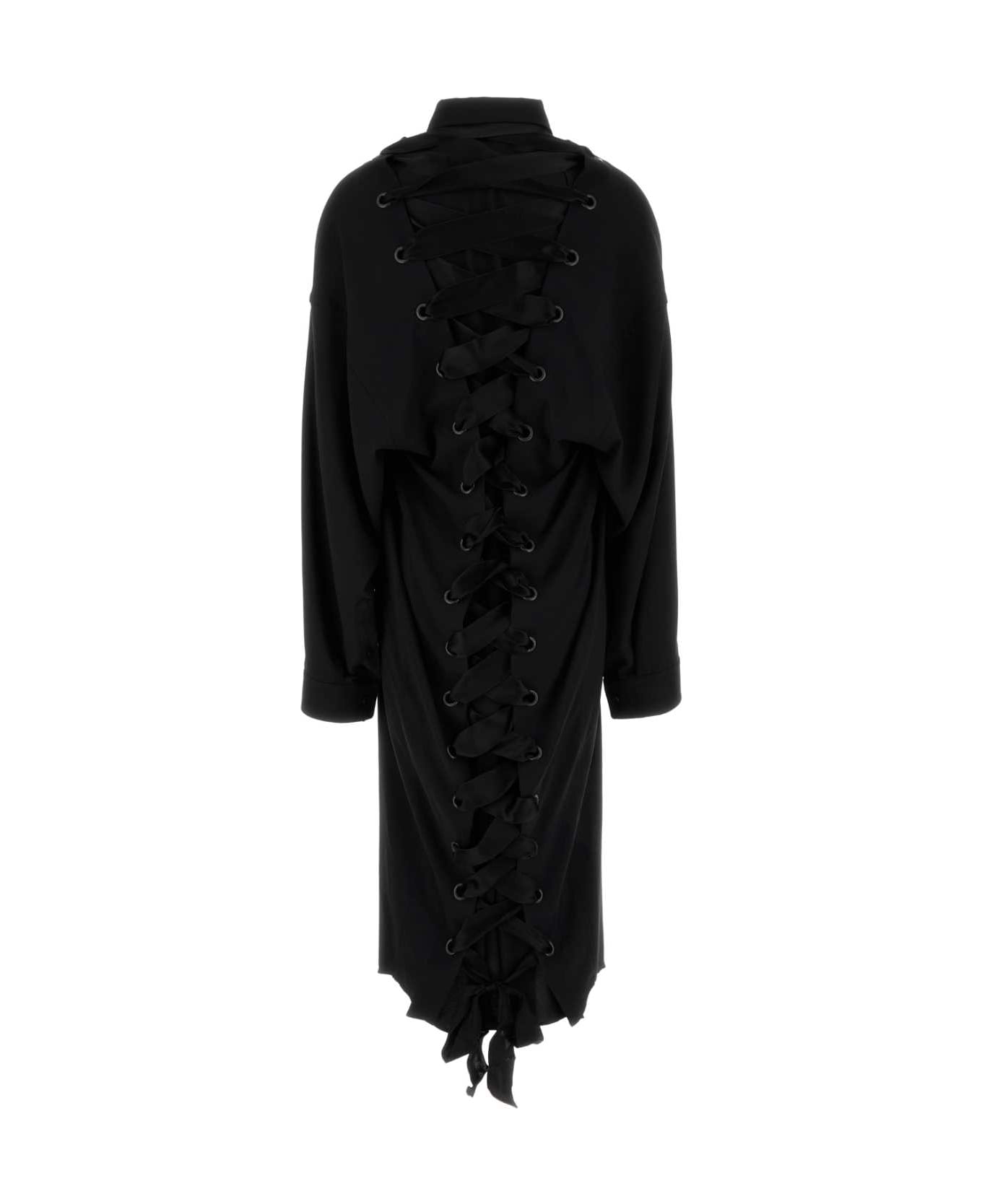 Black Crepe Shirt Dress