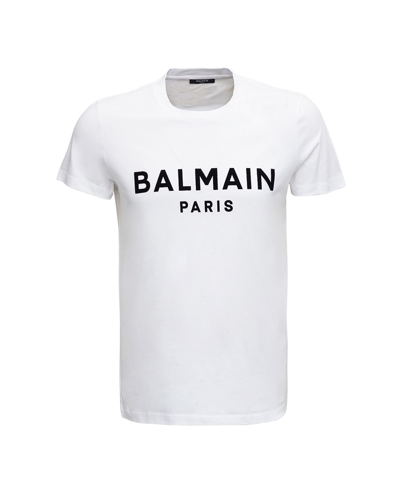 Balmain White Jersey T-shirt With Contrasting Logo Print To The Front top Balmain Man - White