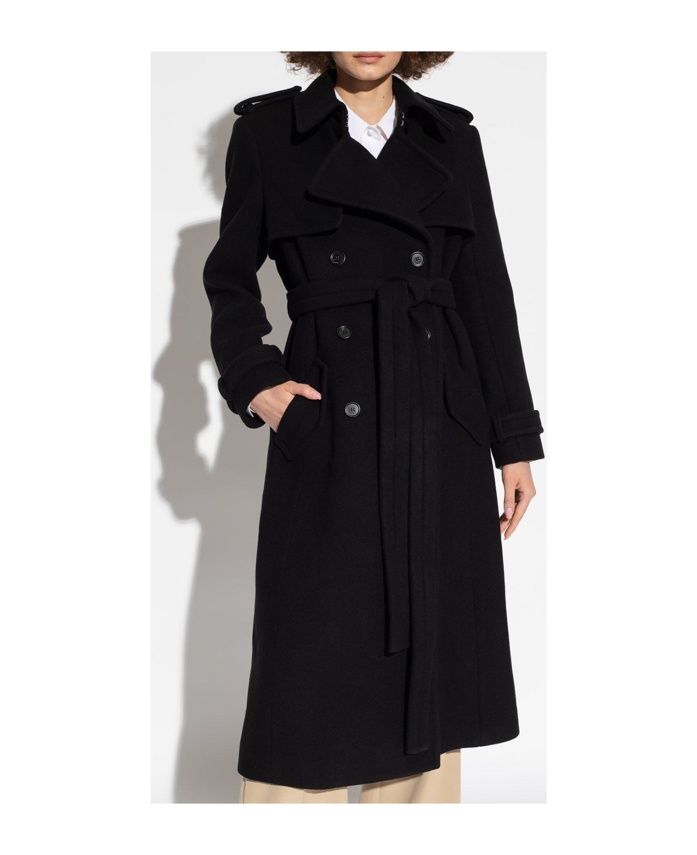 Chloé Wool Blend Double-breasted Coat - Black レインコート
