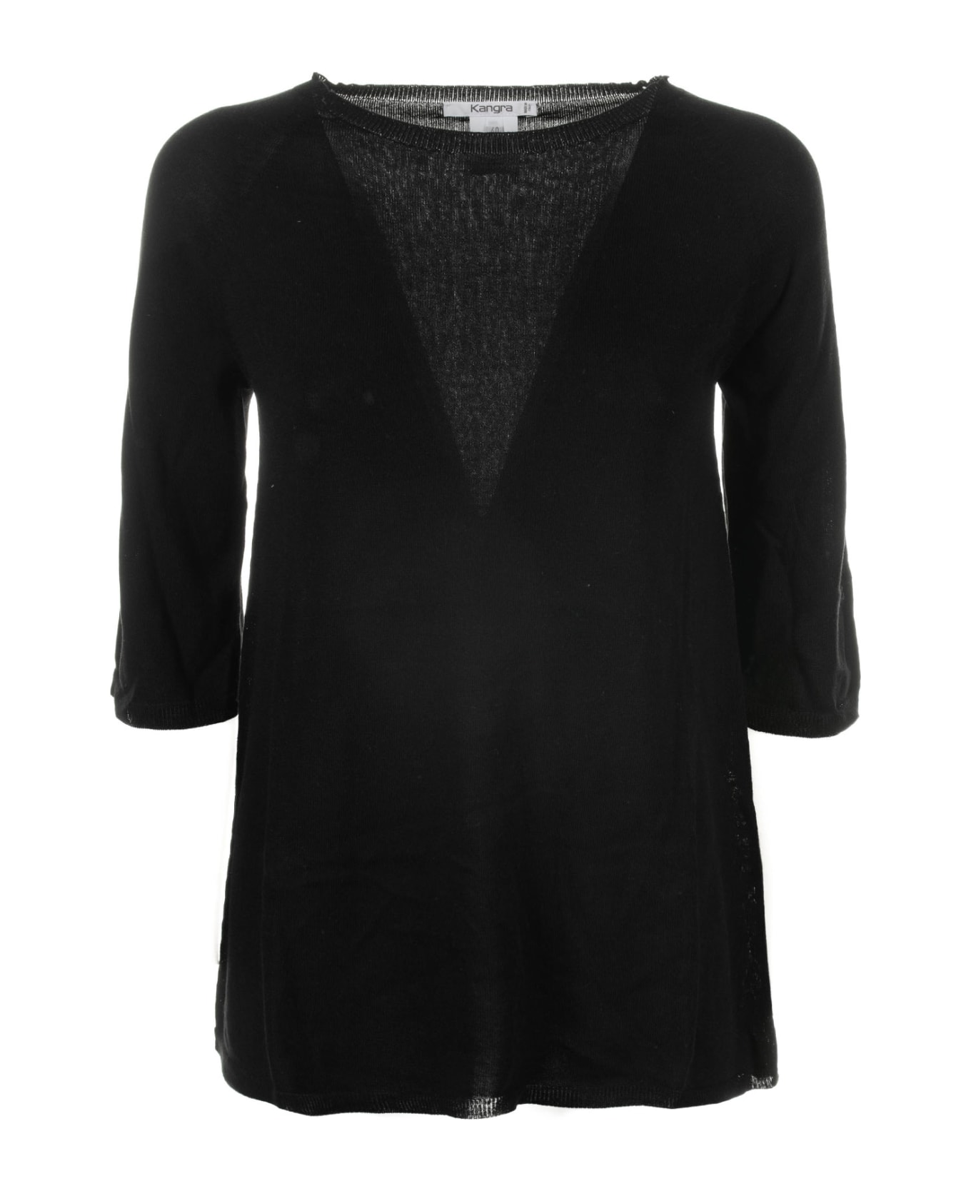 Kangra Black T-shirt With 3/4 Sleeves - NERO