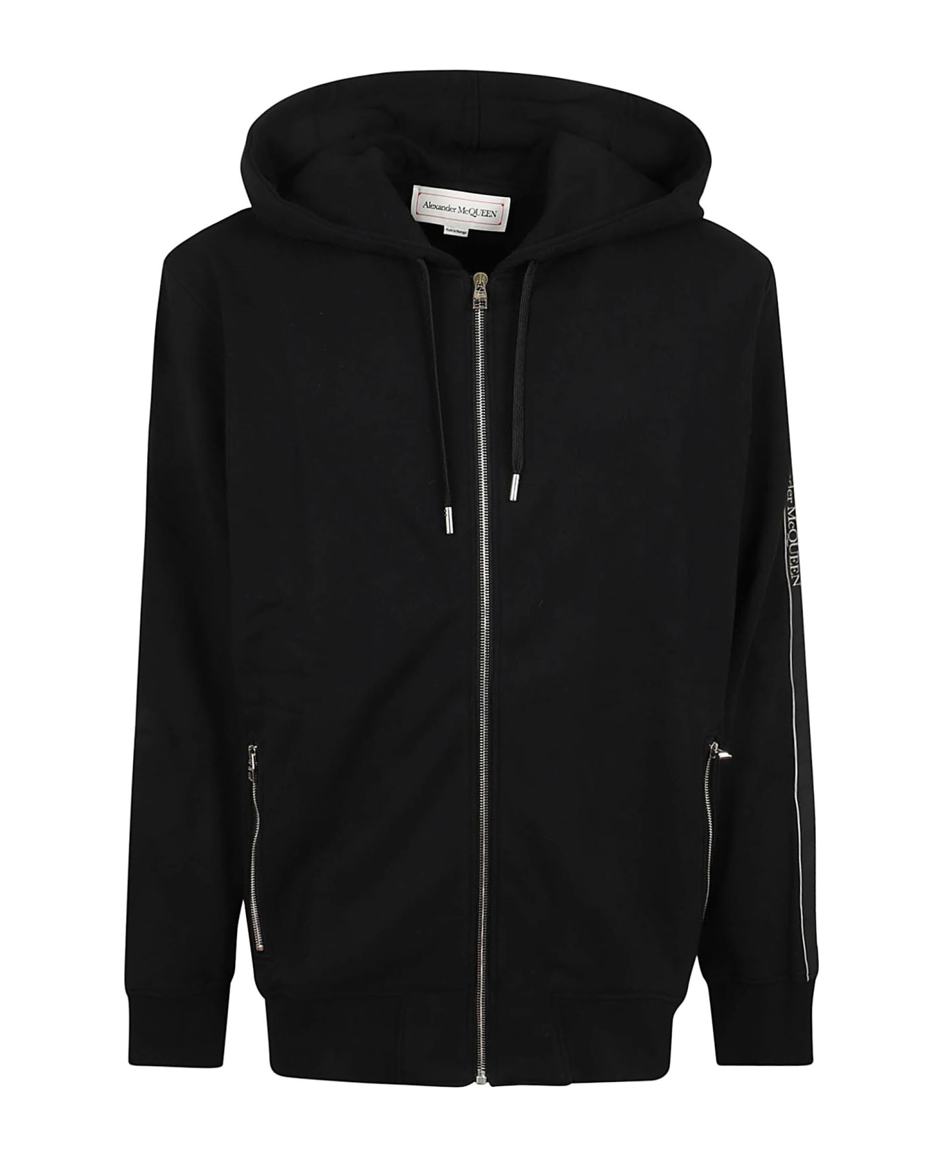 Alexander McQueen Drawstring Zip Up Hoodie - Black Black