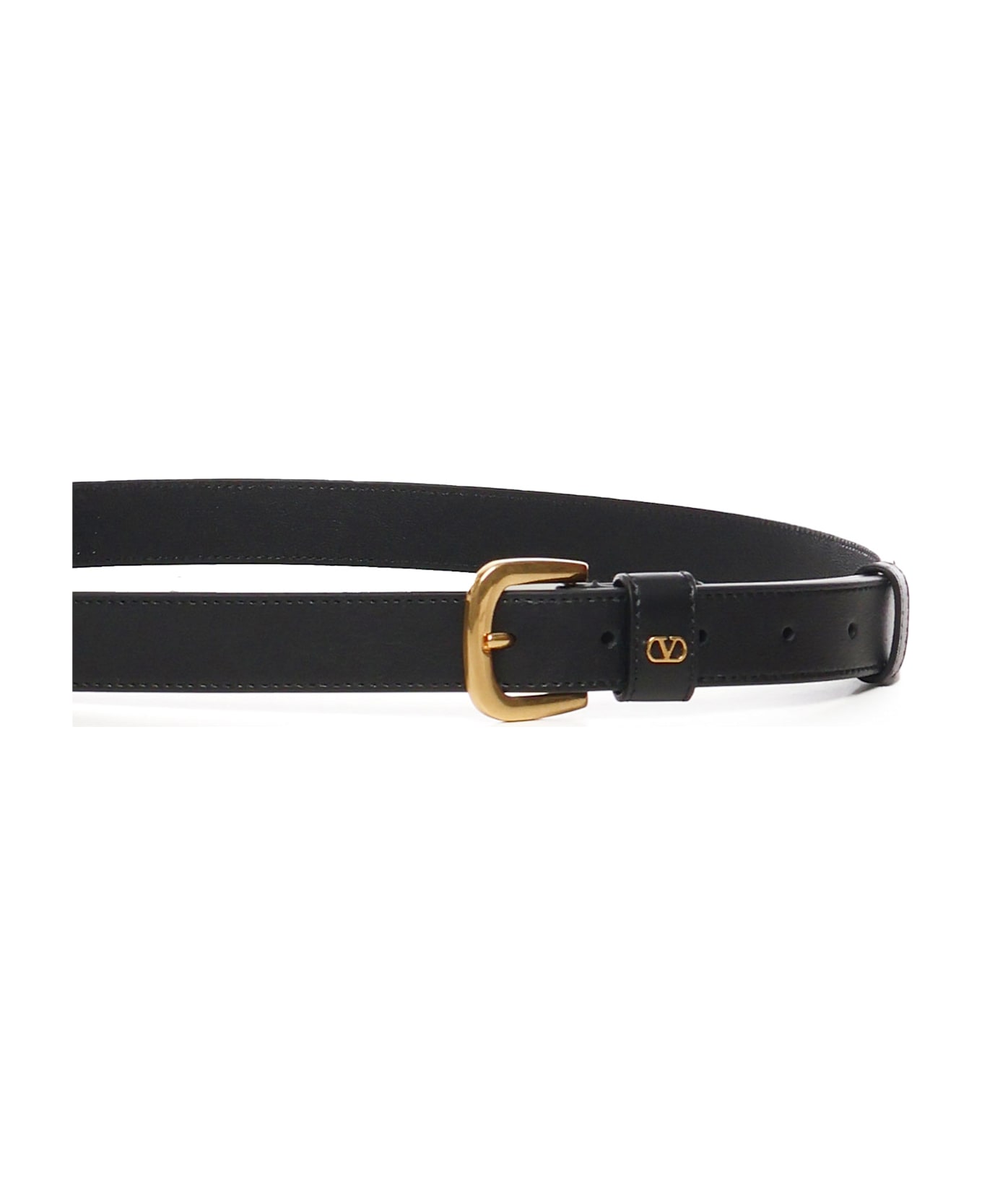 Valentino Garavani Black Leather Belt - Black