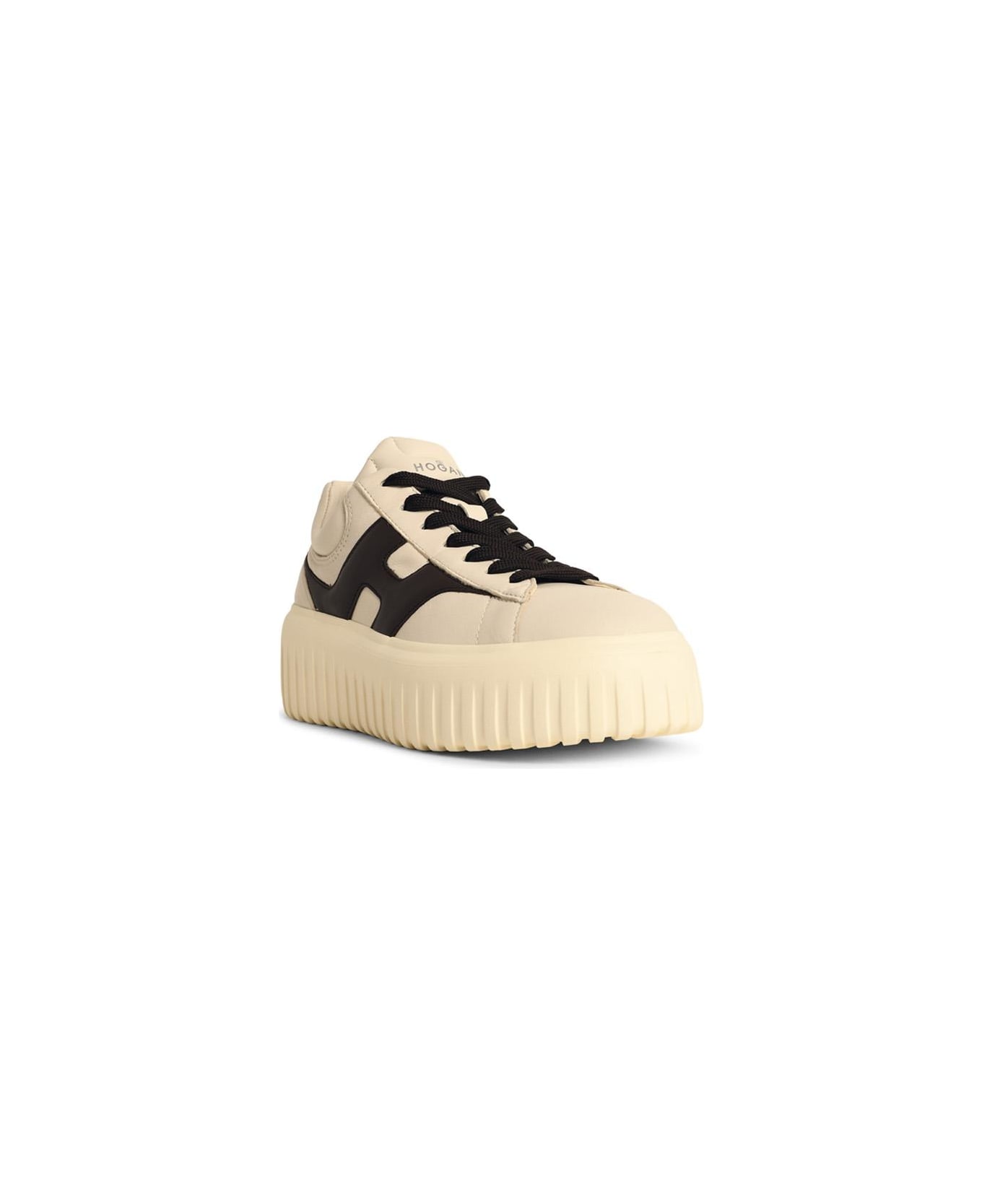 Hogan 'h-stripes' Ivory Leather Sneakers - Ivory