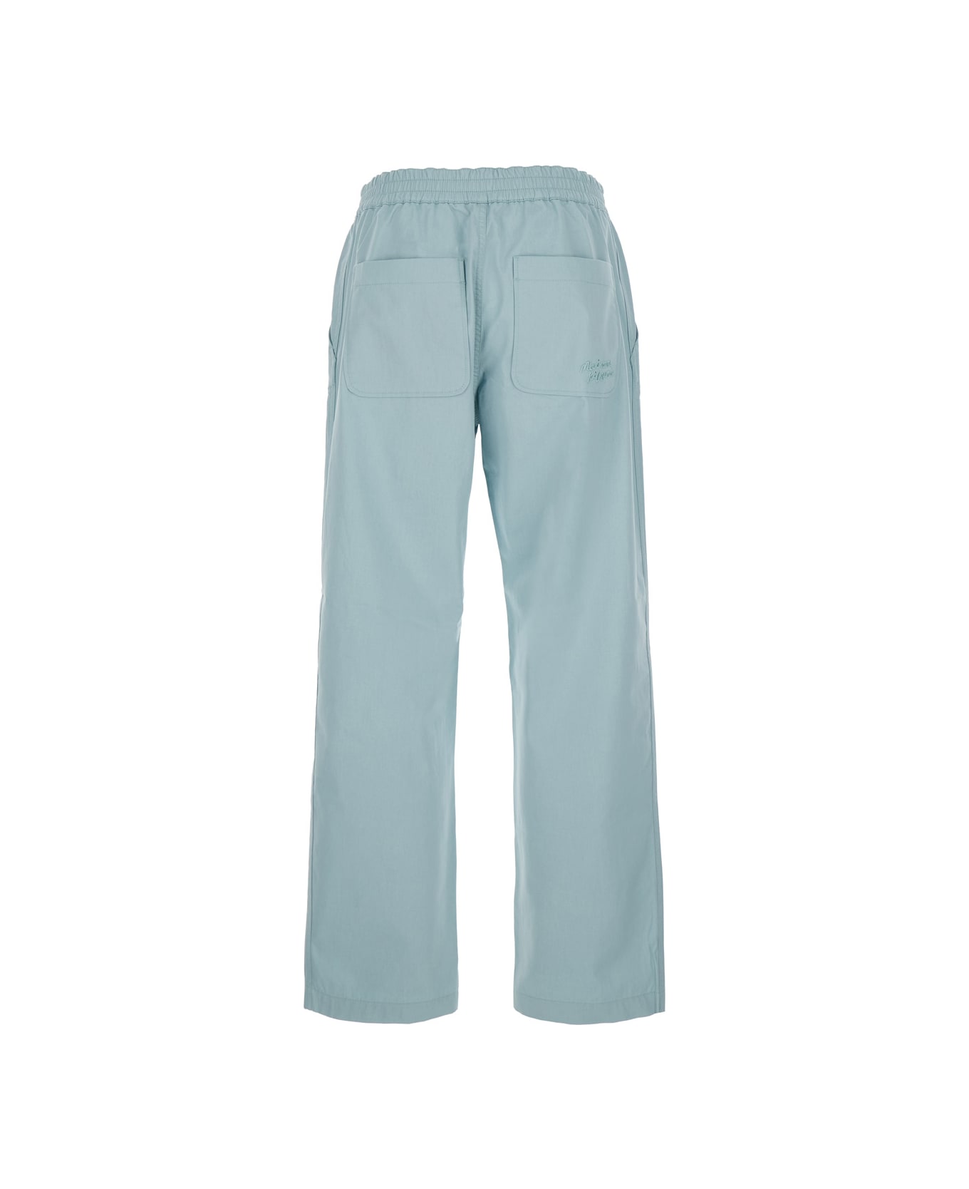 Maison Kitsuné Light Blue Straight Pants In Cotton Man - Light blue