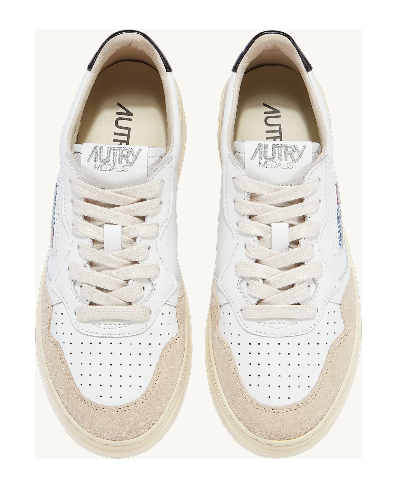 Autry Medalist Lowleat Suede Wht Blk - White Black