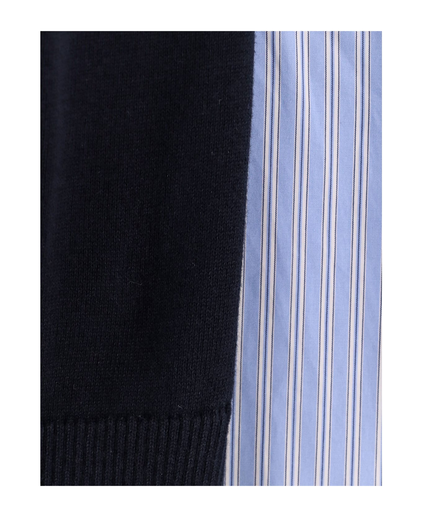 Sacai Cotton Dress With Fabric Inserts - NAVY�L/BLUE STRIPE