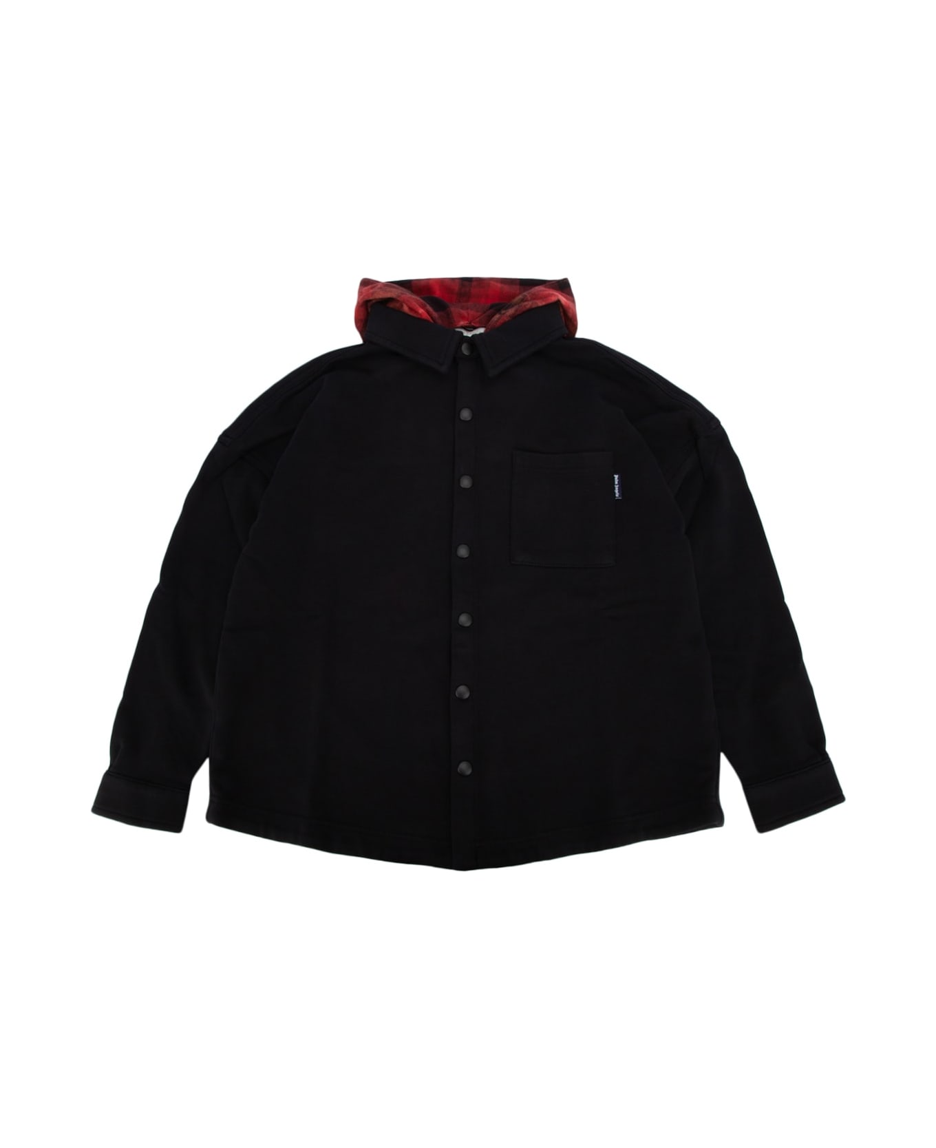 Palm Angels Overlogo Fleece Hooded Os Black Black - BLACKBLACK