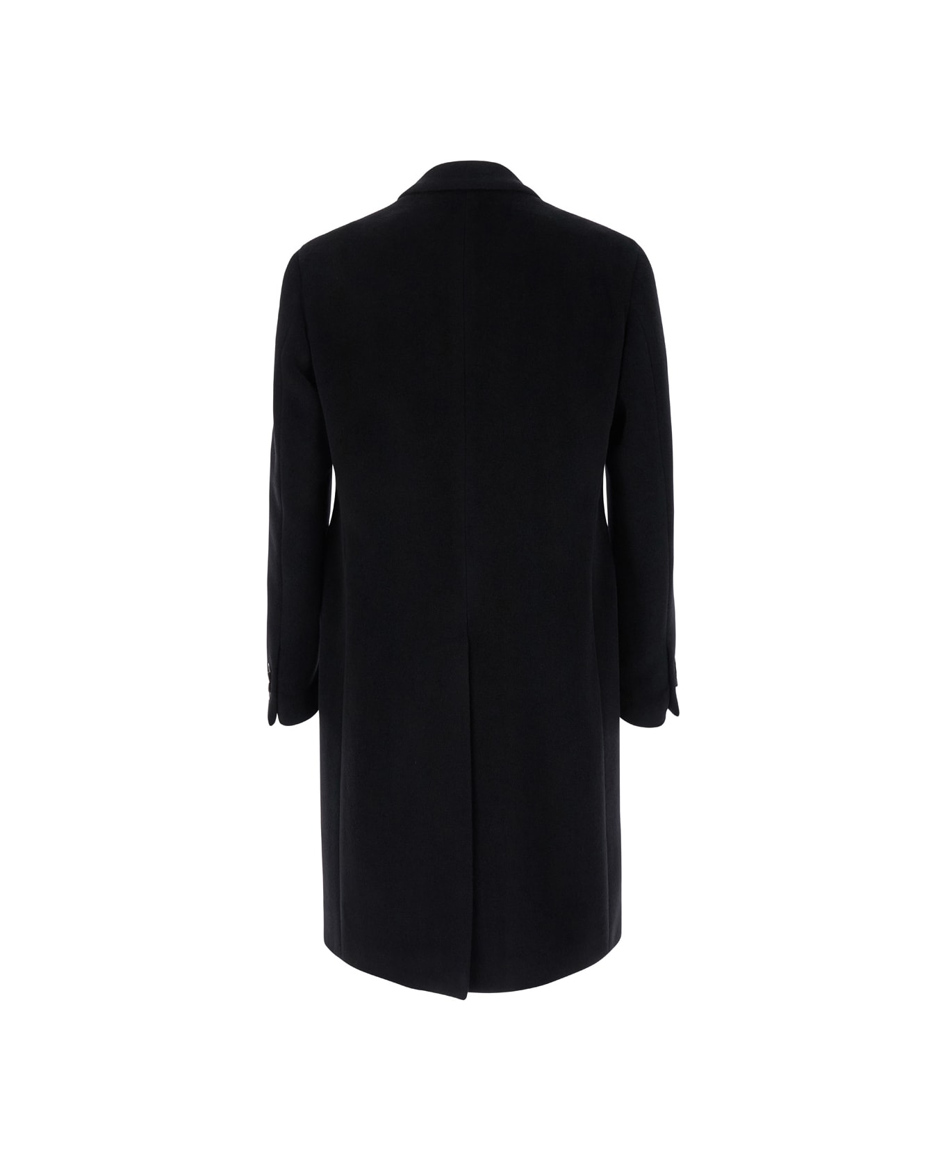 Lardini Black Single-breasted Coat With Notched Revers In Wool Blend Man - Black