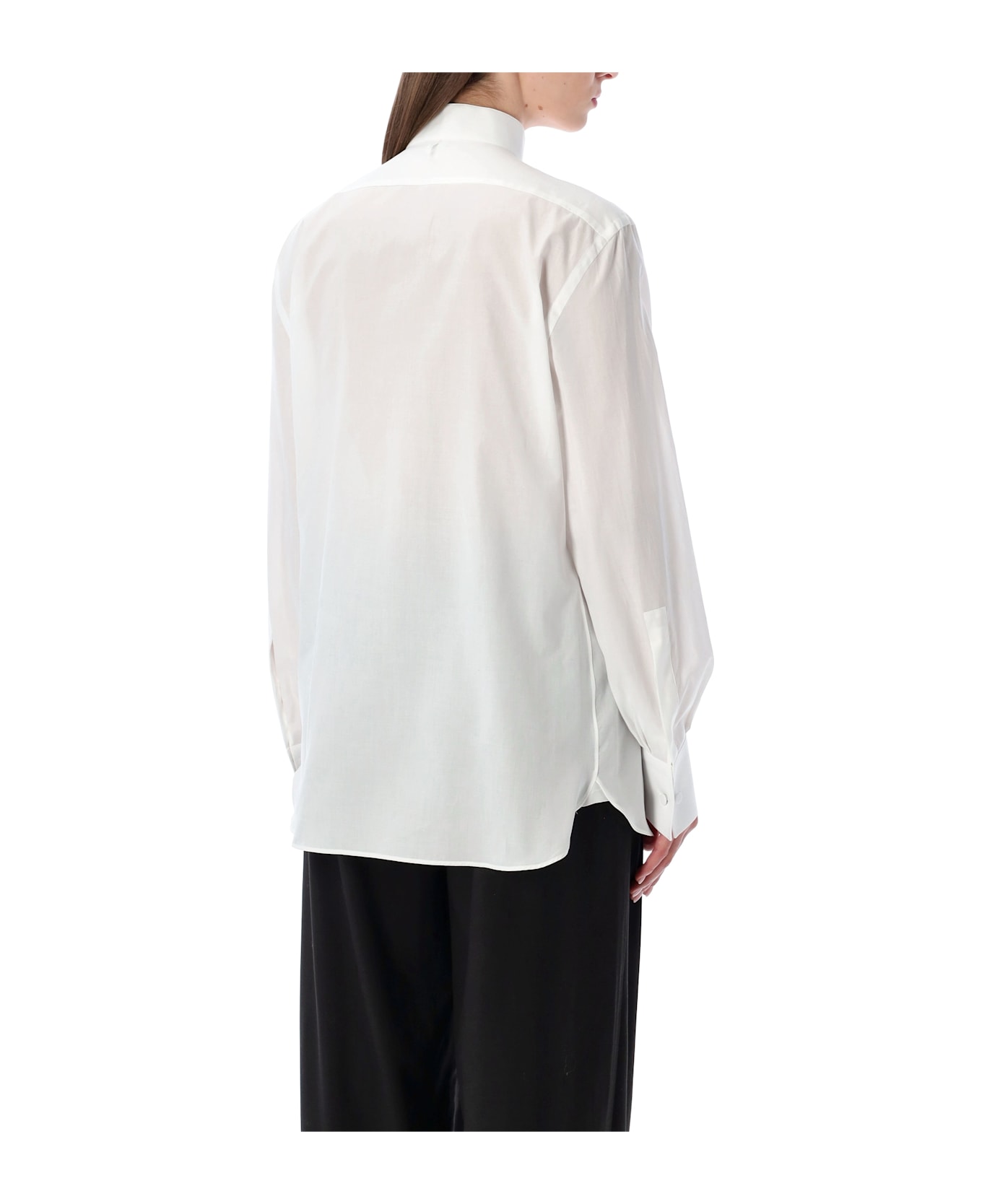 Tom Ford Cotton Voile Tuxedo Shirt - WHITE