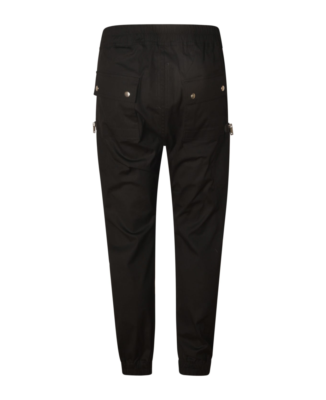 Rick Owens Drawstring Waist Zipped Pockets Applique Trousers - Black