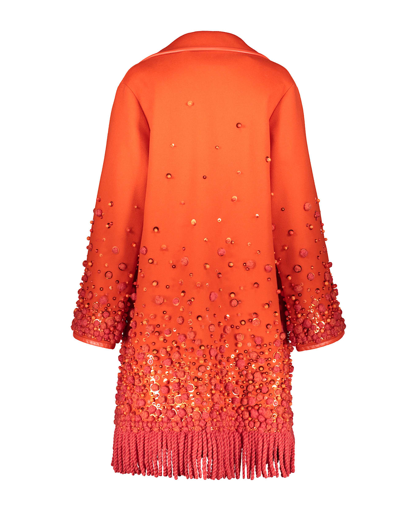 Valentino Garavani Orange Coat With Fringes - Orange