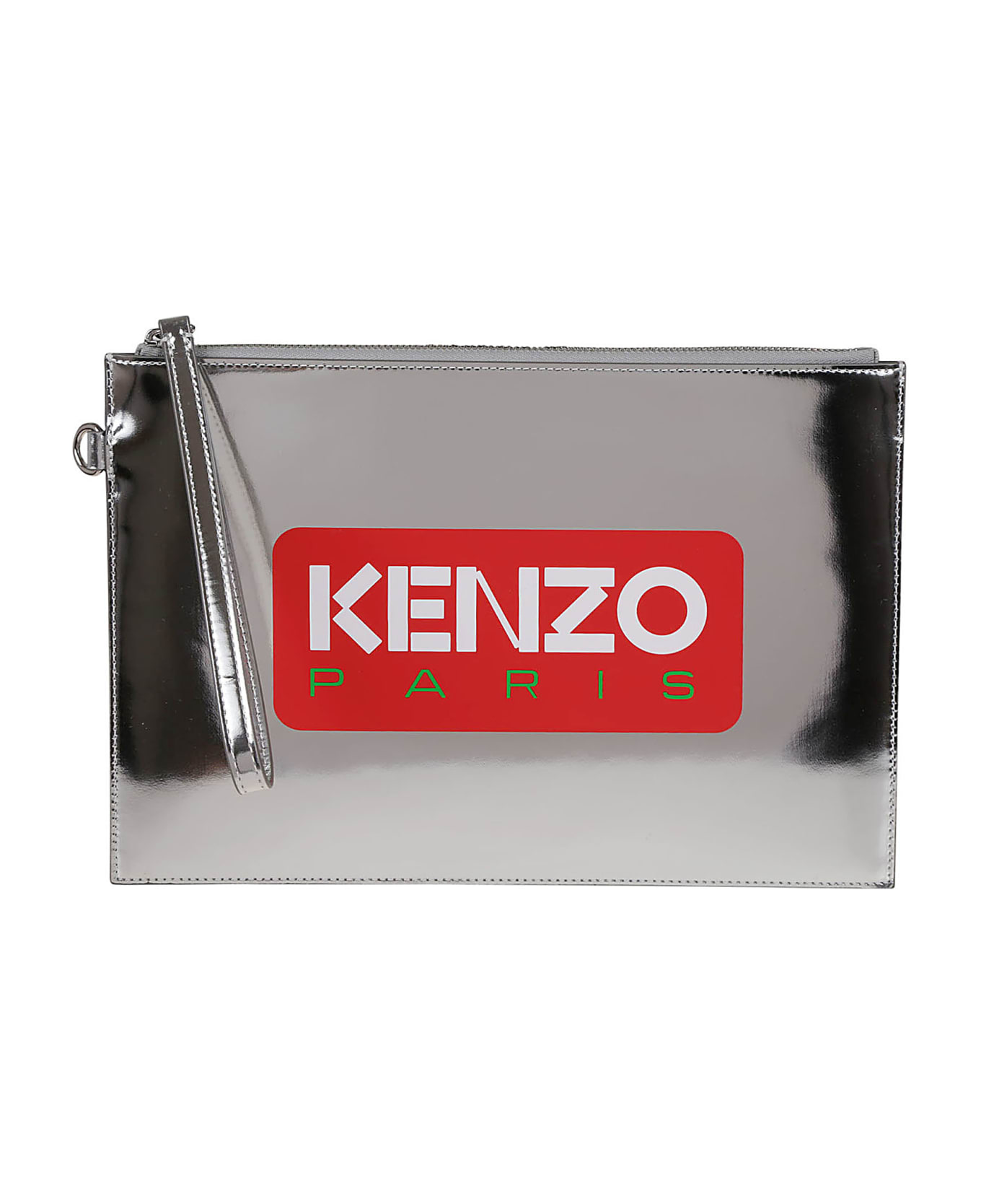 Kenzo Large Logo Printed Clutch Bag - Ag Argent