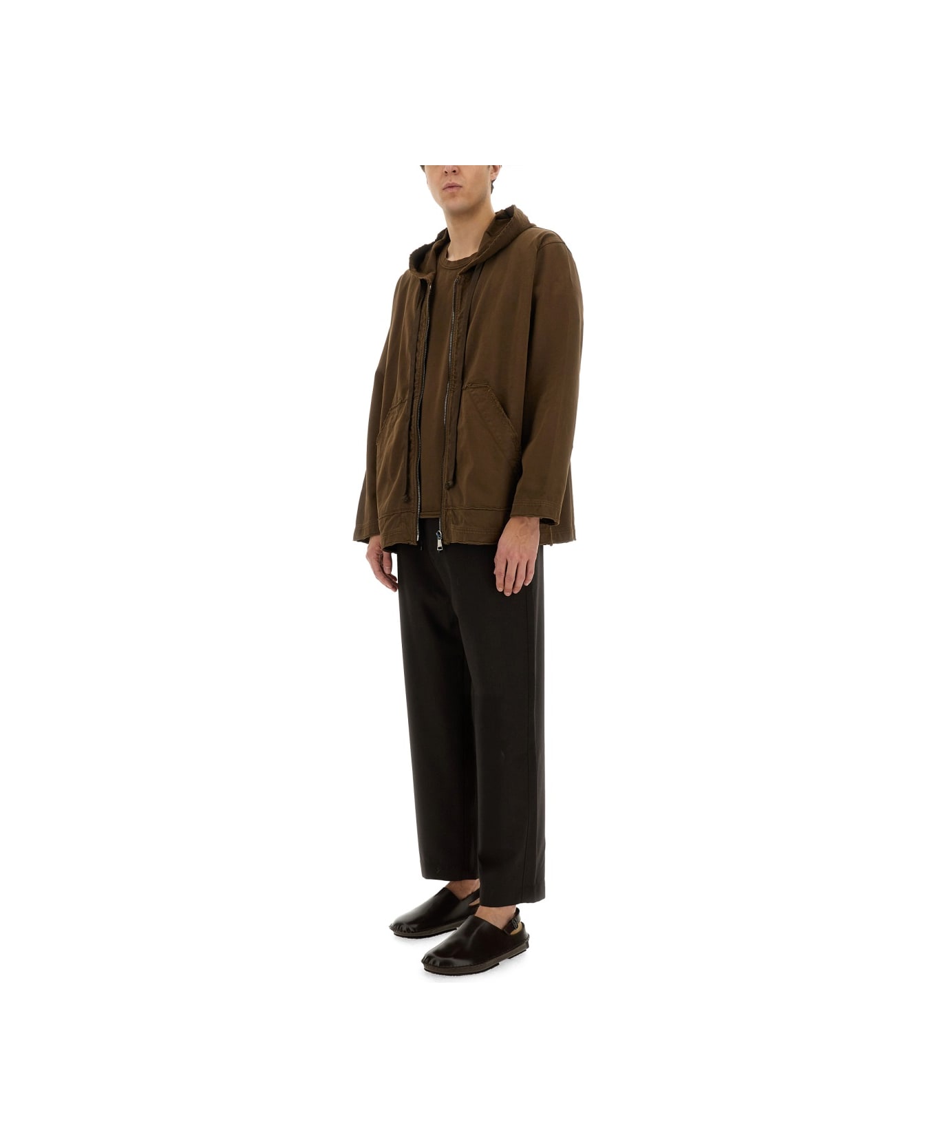 Uma Wang Zipper Hoodie - BROWN