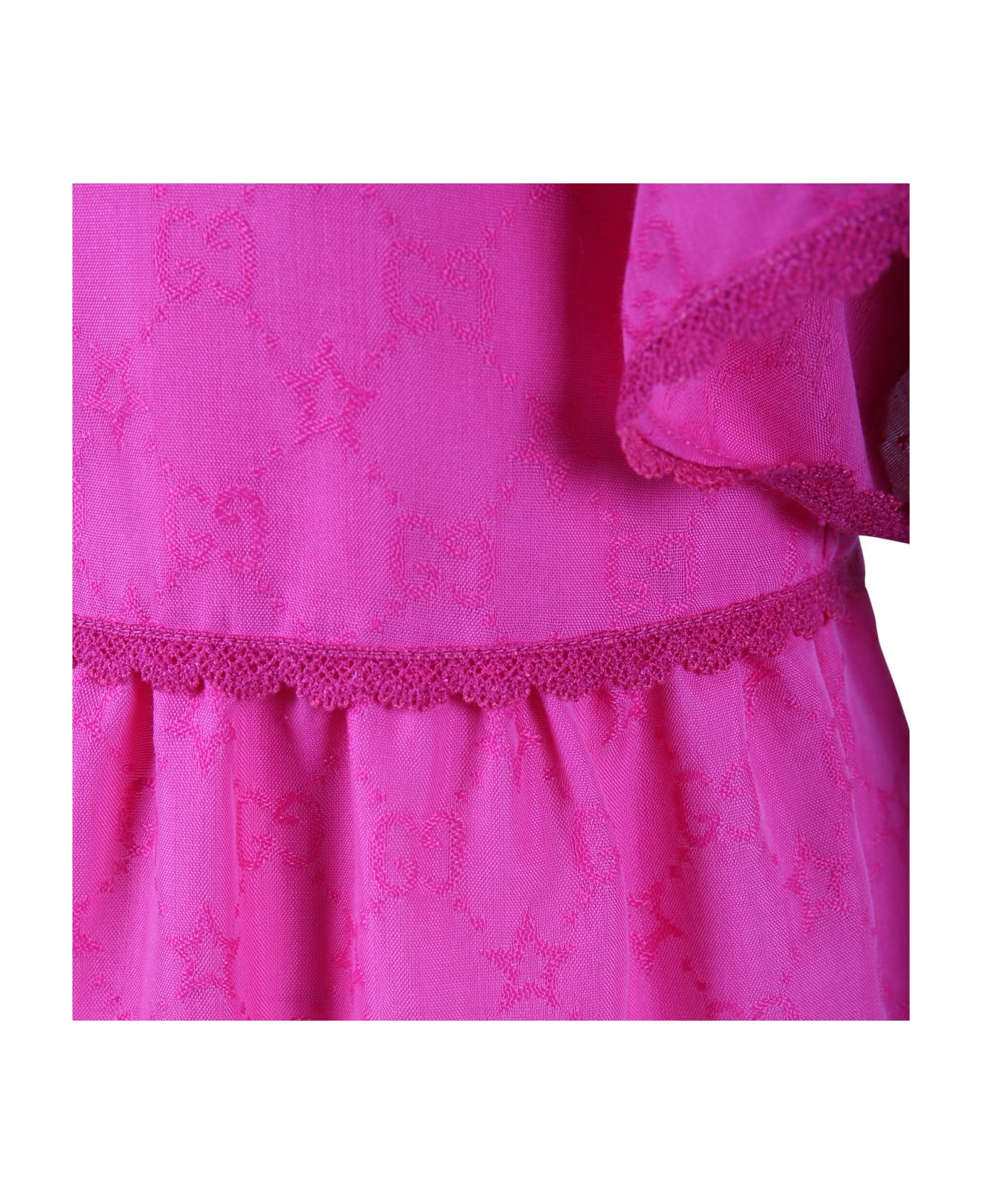 Gucci Fuchsia Dress For Girl With All-over Double G - Fuchsia