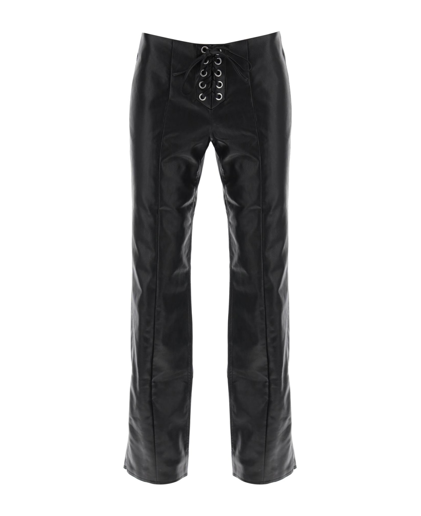 Rotate by Birger Christensen Straight-cut Pants In Faux Leather - BLACK ボトムス