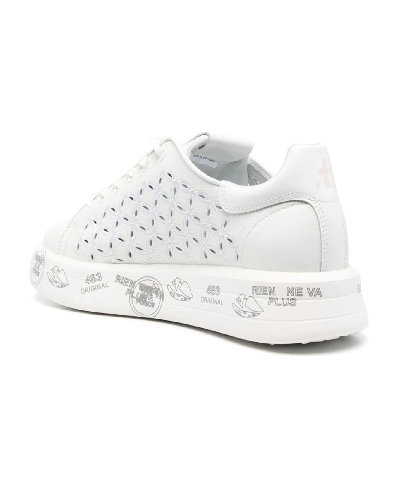 Premiata Belle Lace-up White Leather Sneakers - White