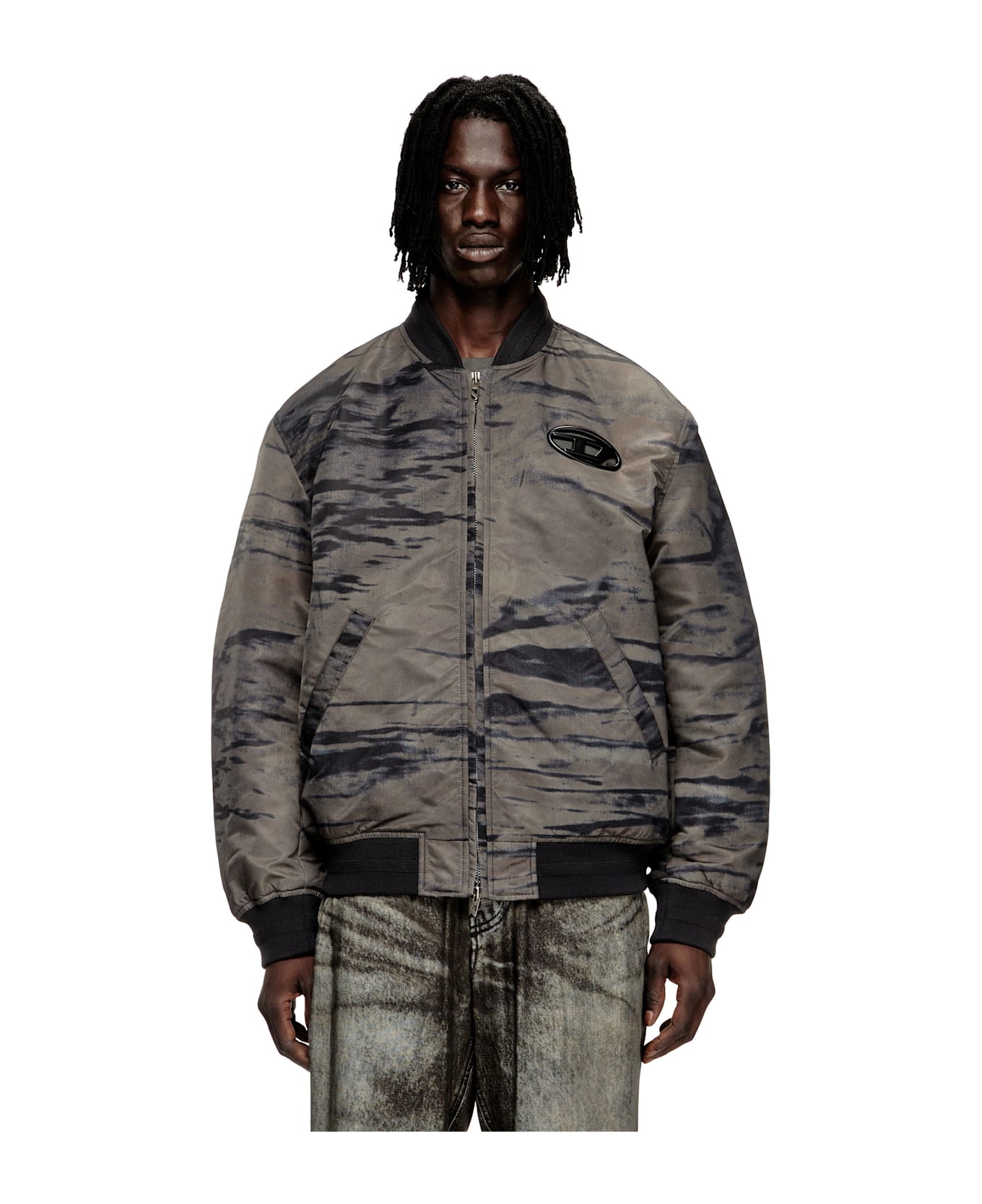 Diesel J-kepes-dlbz Nylon Bomber Jacket - Black