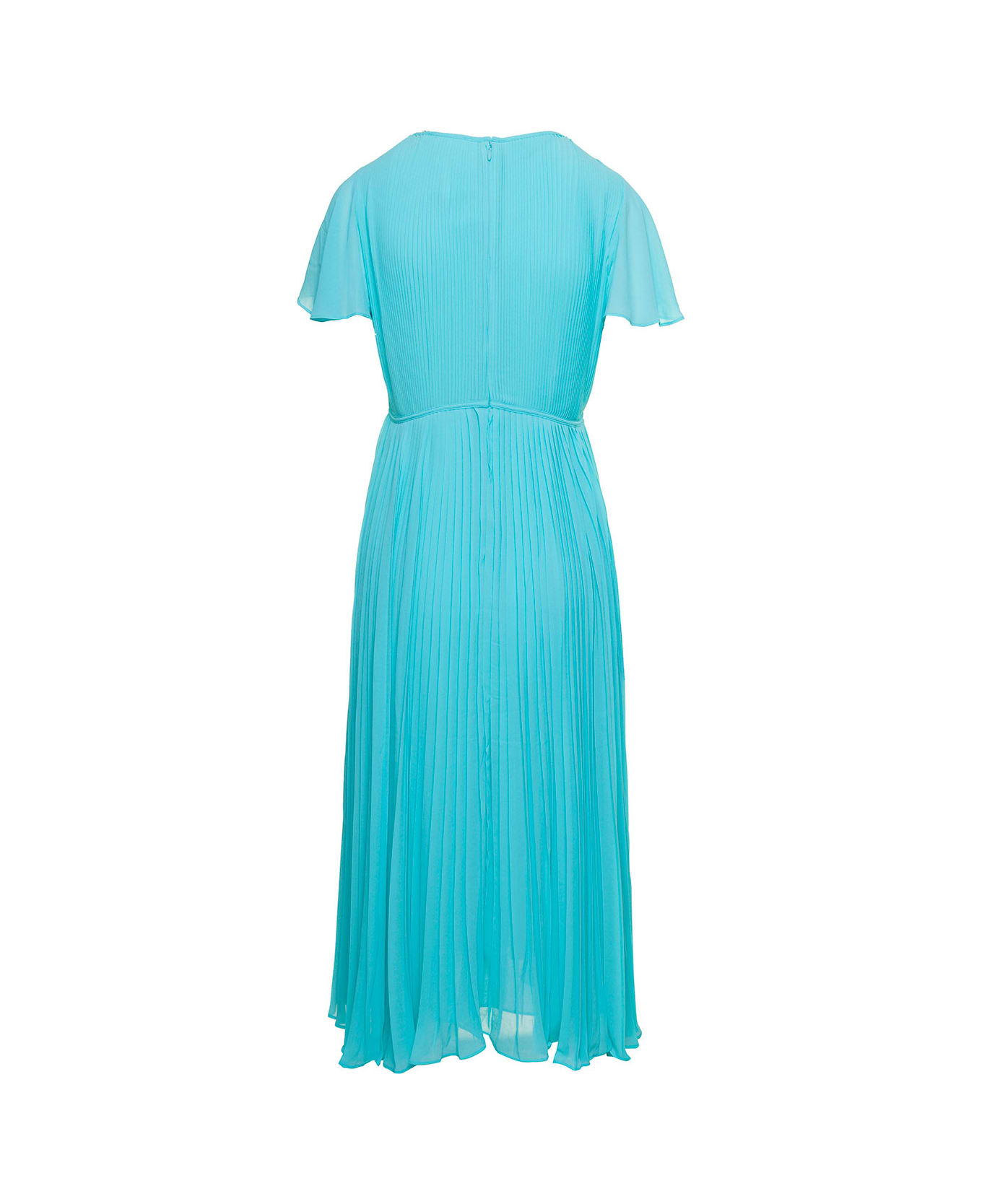 Michael Kors Empire-style Midi Dress In Pleated Fabric - Turquoise