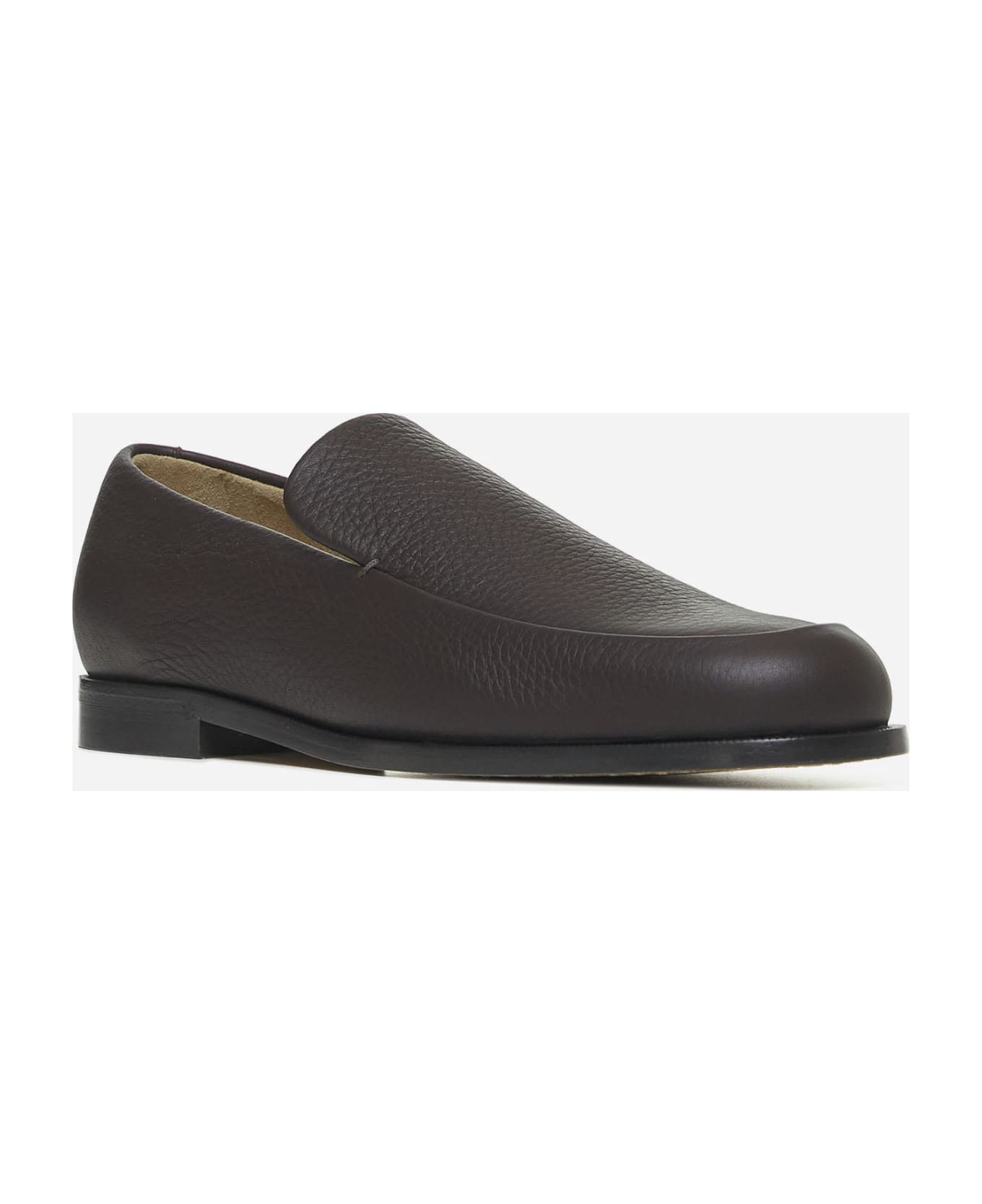 Khaite Alessio Leather Loafers - Dark brown