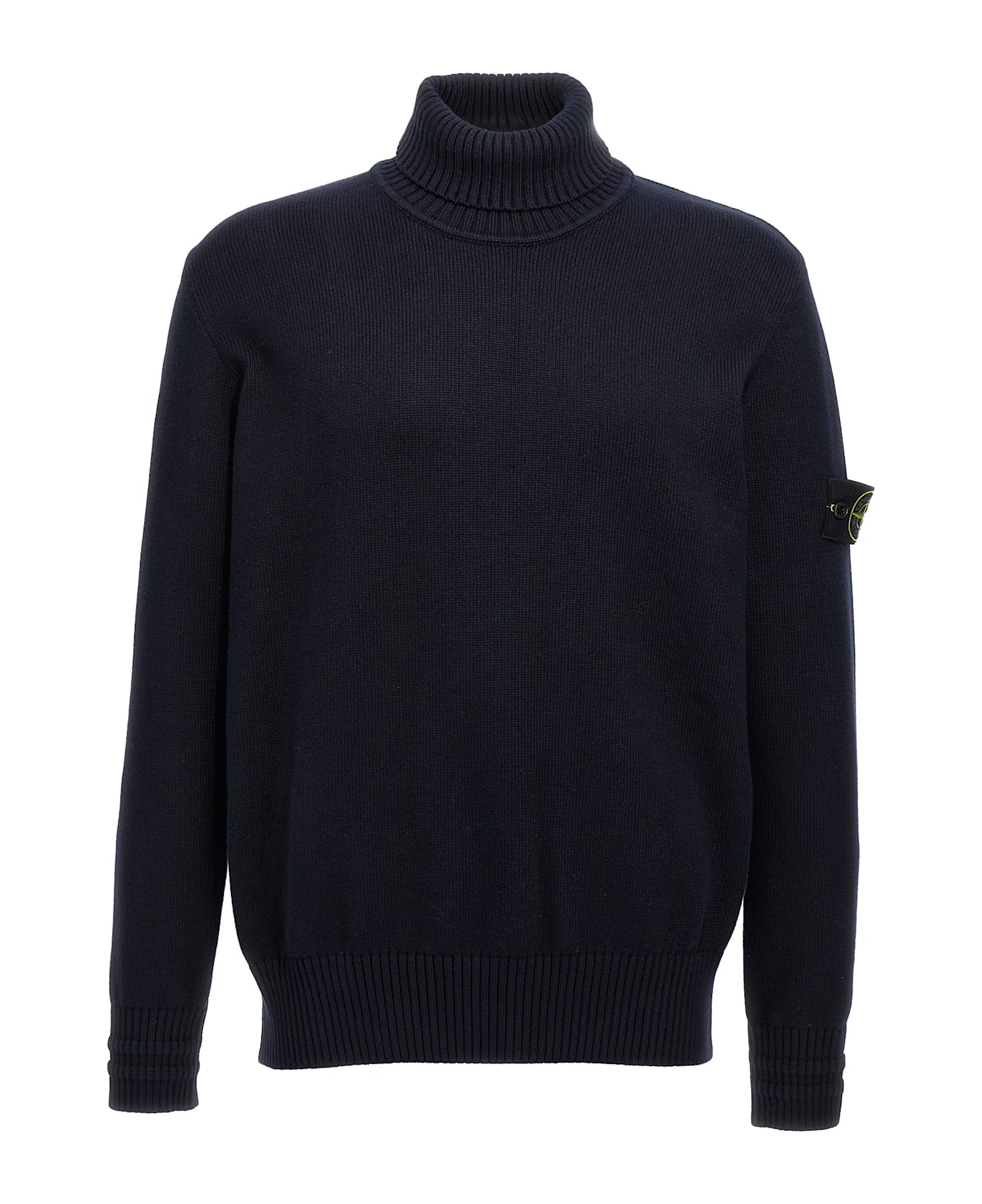 Stone Island Logo Badge Turtleneck Sweater - Navy Blue