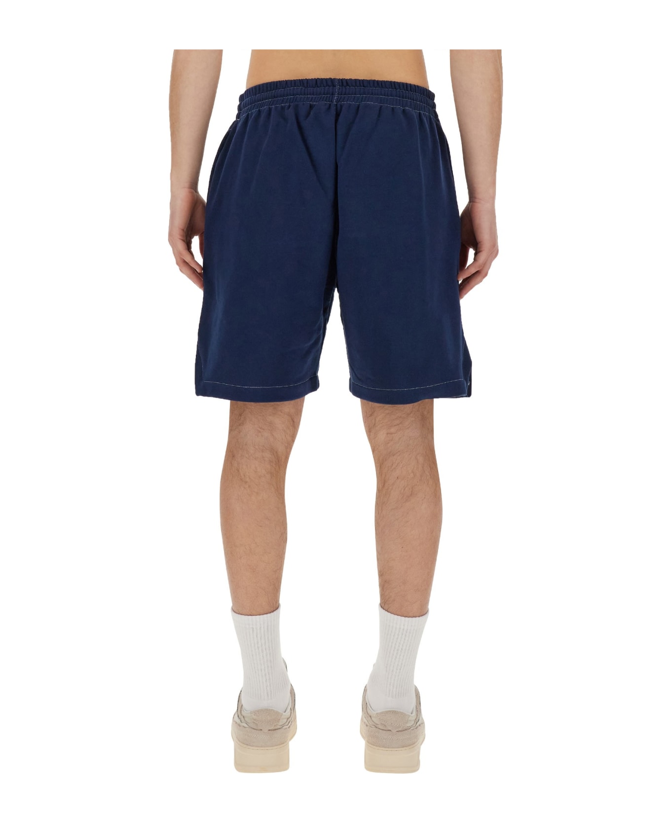 MSGM Bermuda Shorts With Embroidered Logo - Blue ショートパンツ
