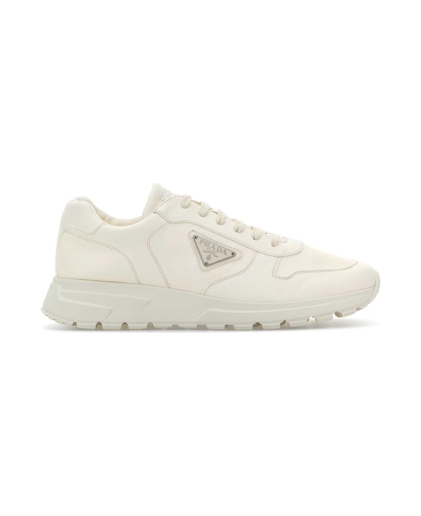 Prada White Nappa Leather Sneakers - AVORIO