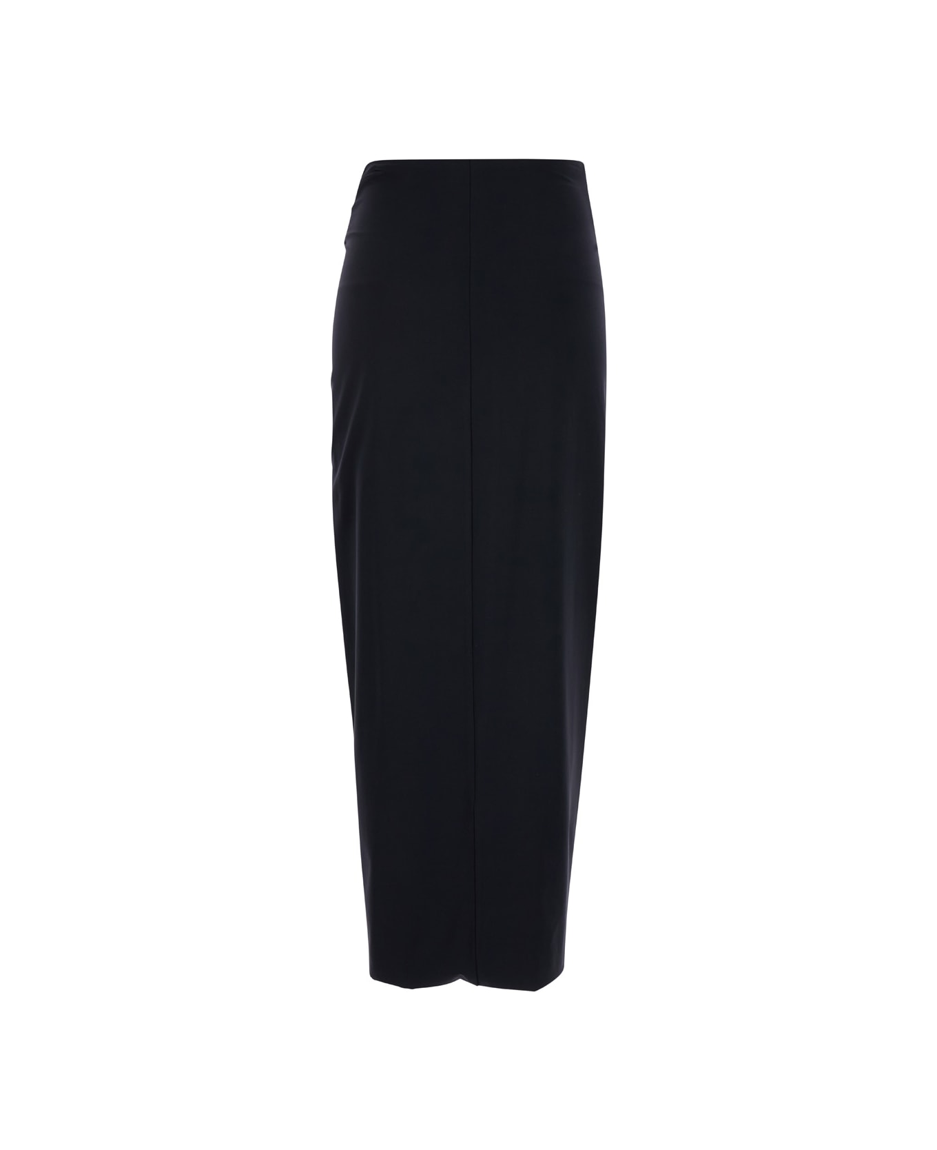 Federica Tosi Black Wrinkled Long Skirt In Techno Fabric Stretch Woman - Black スカート