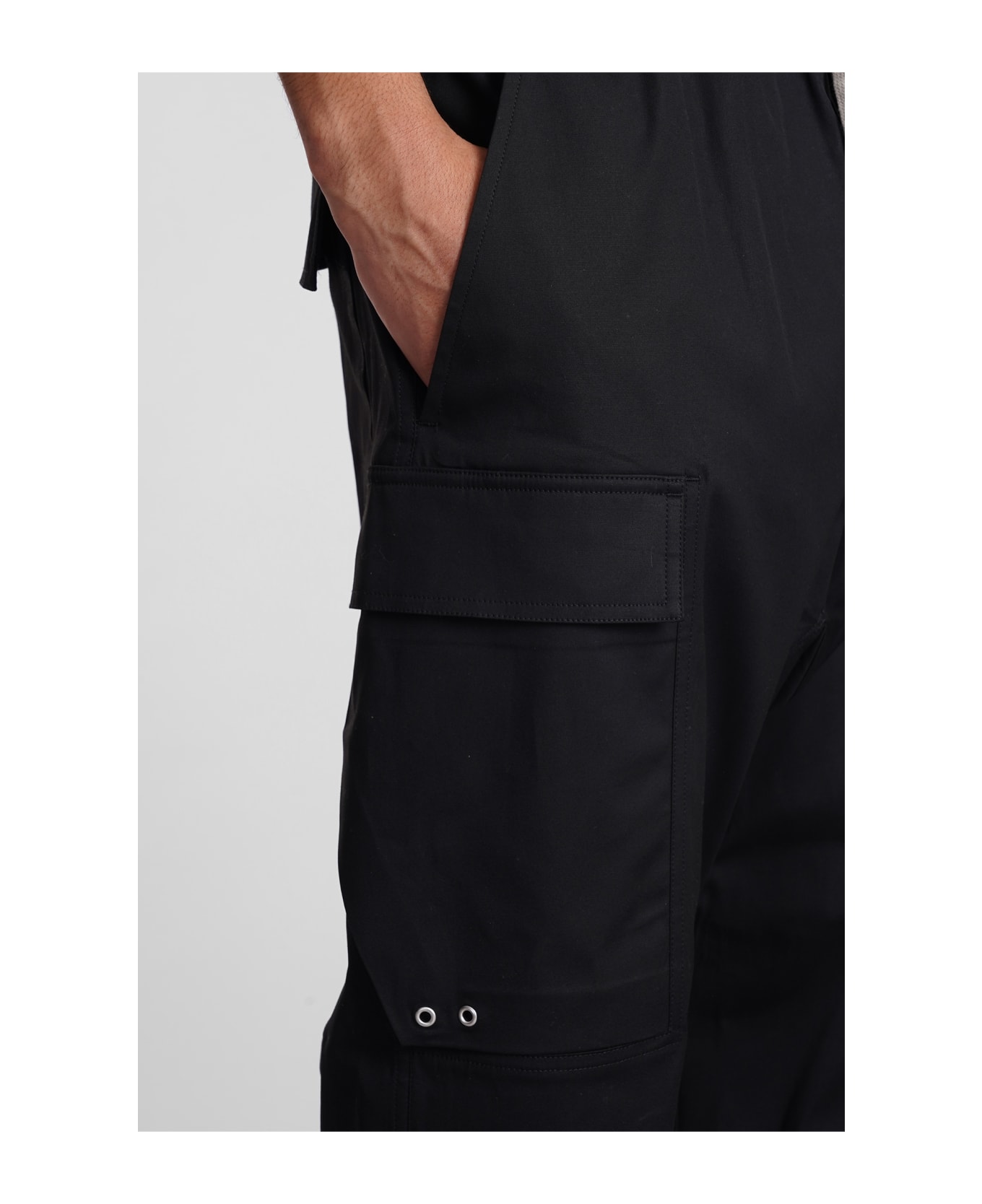 Rick Owens Cargo Cropped Pants In Black Cotton - black ボトムス