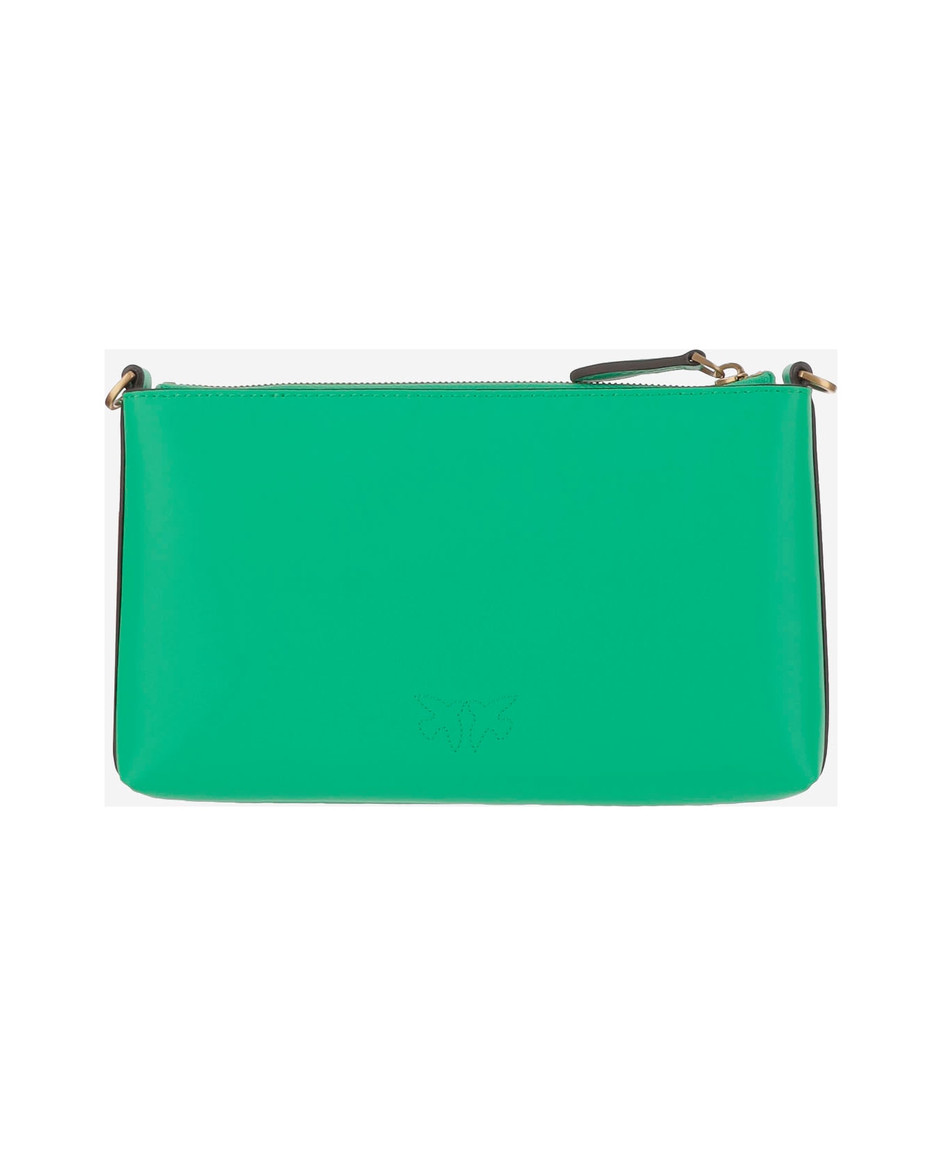 Pinko Leather Clutch Bag With Logo - Green