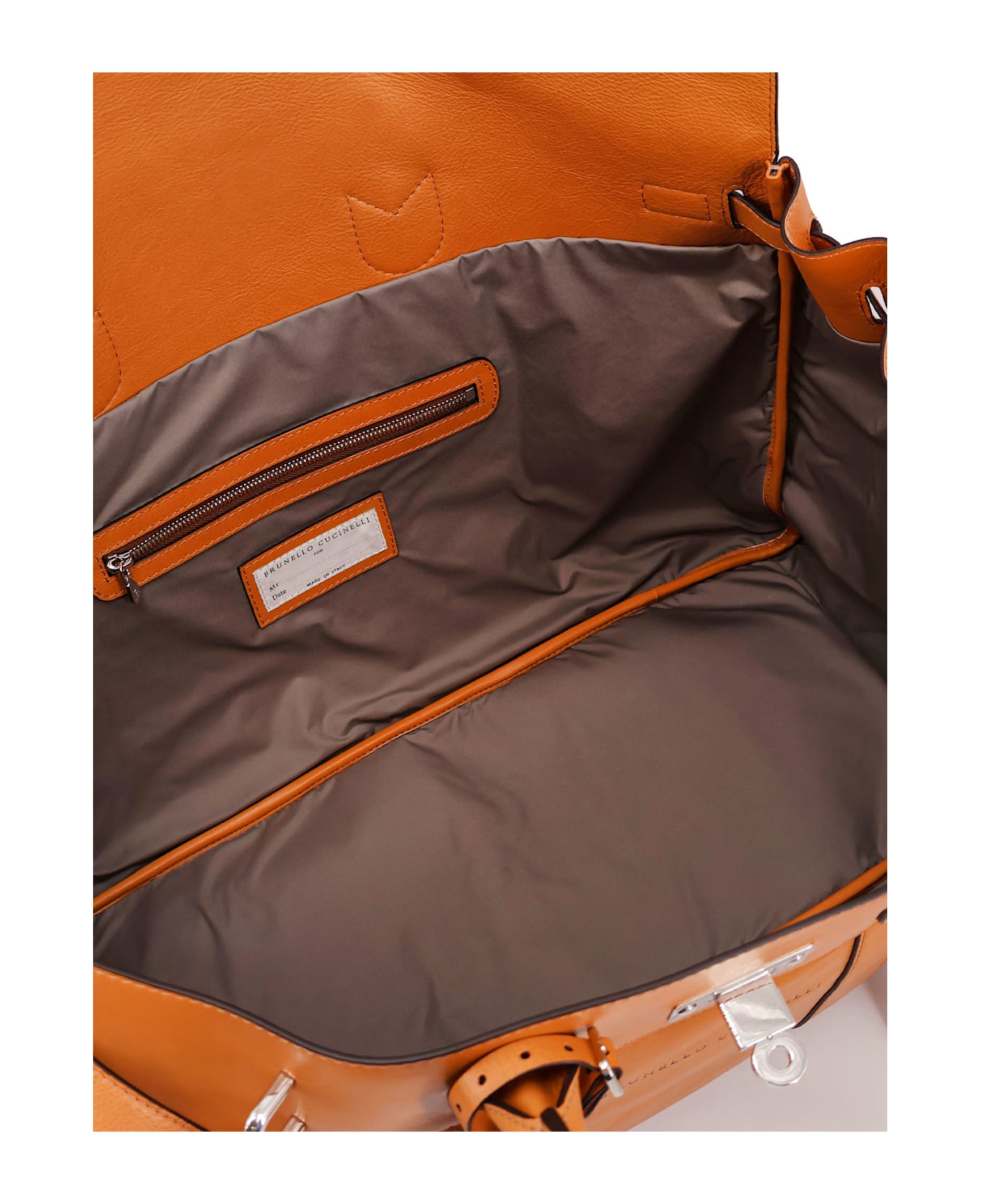 Brunello Cucinelli Leather Travel Bag With Engraved Logo On The Front - Denim