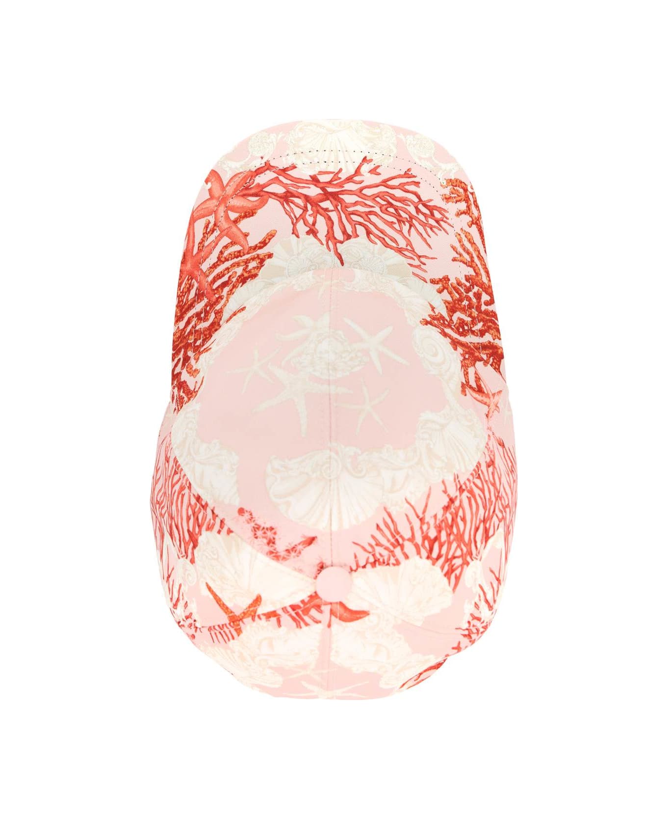 Versace Baroque Sea Baseball Cap - DUSTY ROSE+CORAL+BONE (White)