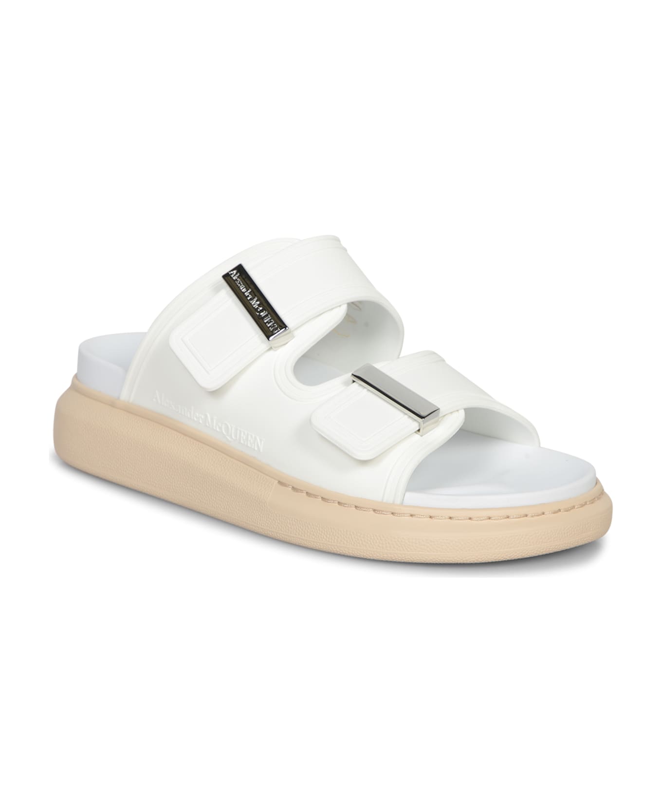 Alexander McQueen Slides With Logo - WHITE