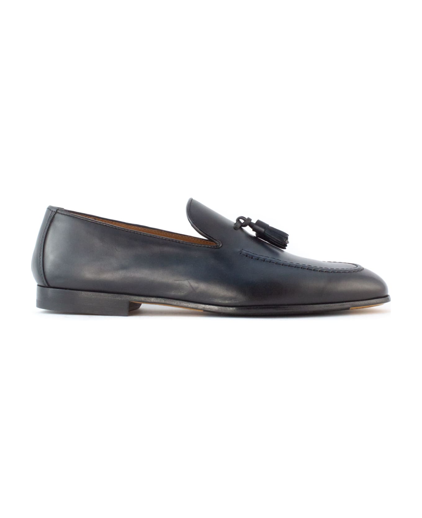 Doucal's Blue Calf Leather Loafers - Blue ローファー＆デッキシューズ